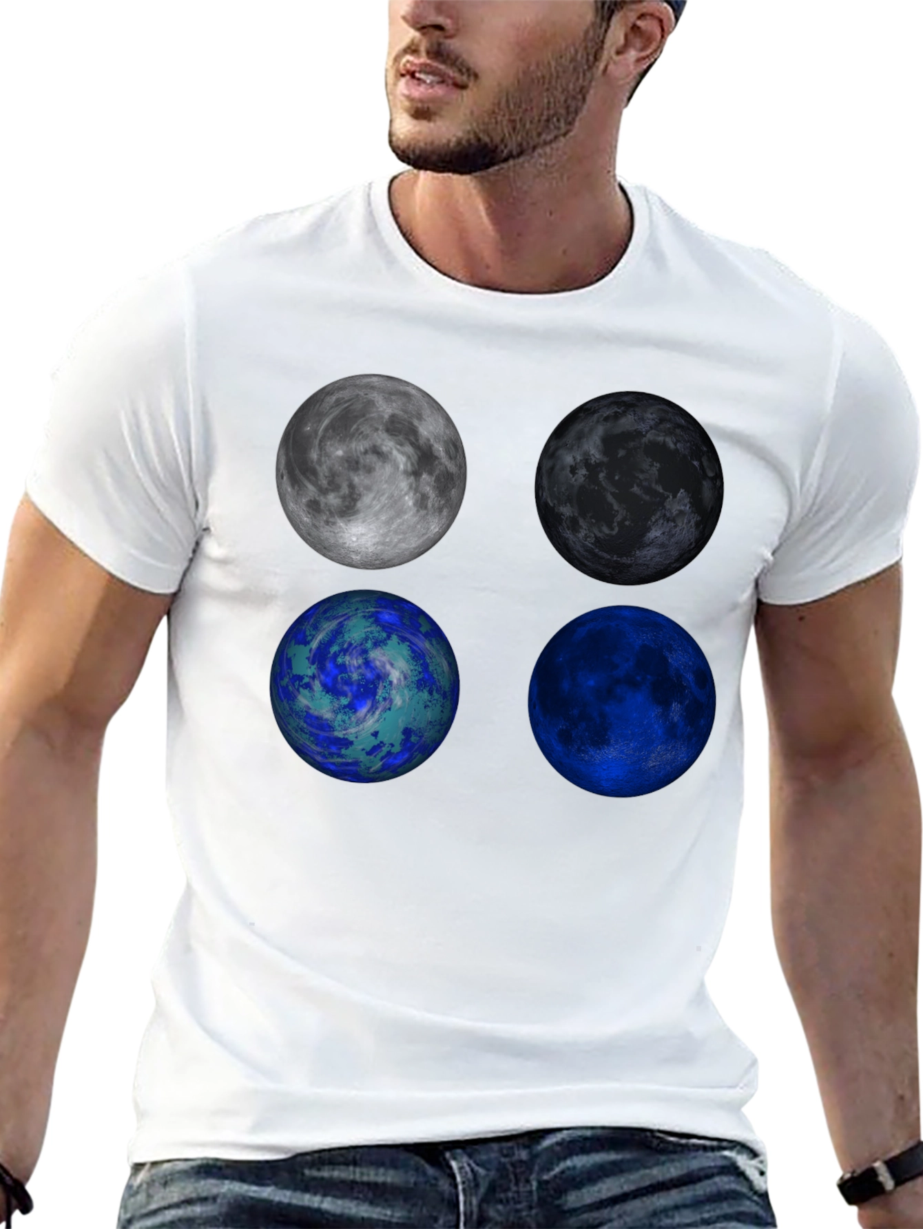 Planetary Spheres Graphic Print Black T-Shirt