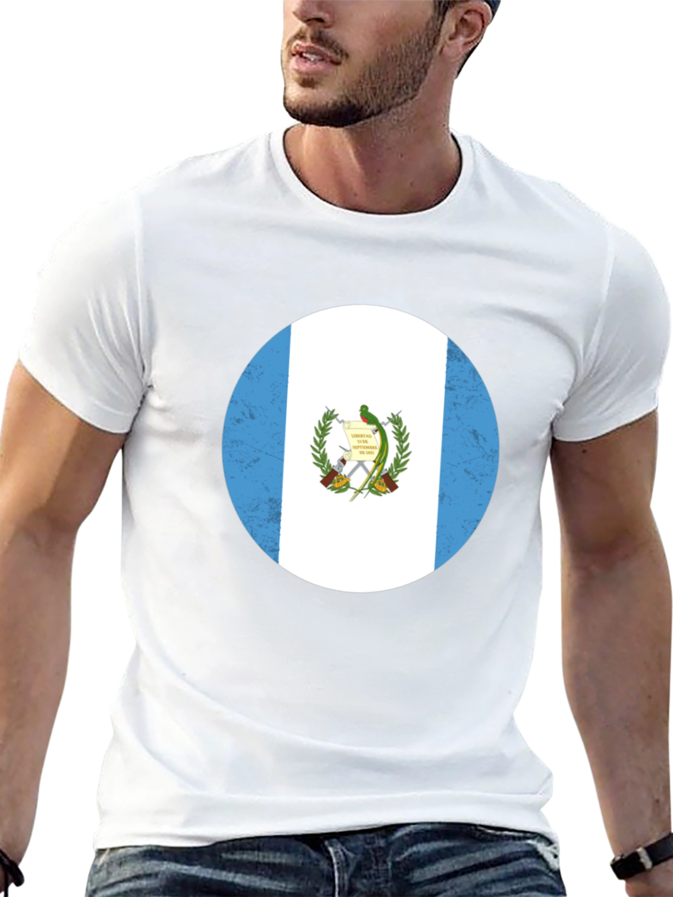 Guatemala Flag Graphic Tee - Black Cotton T-Shirt
