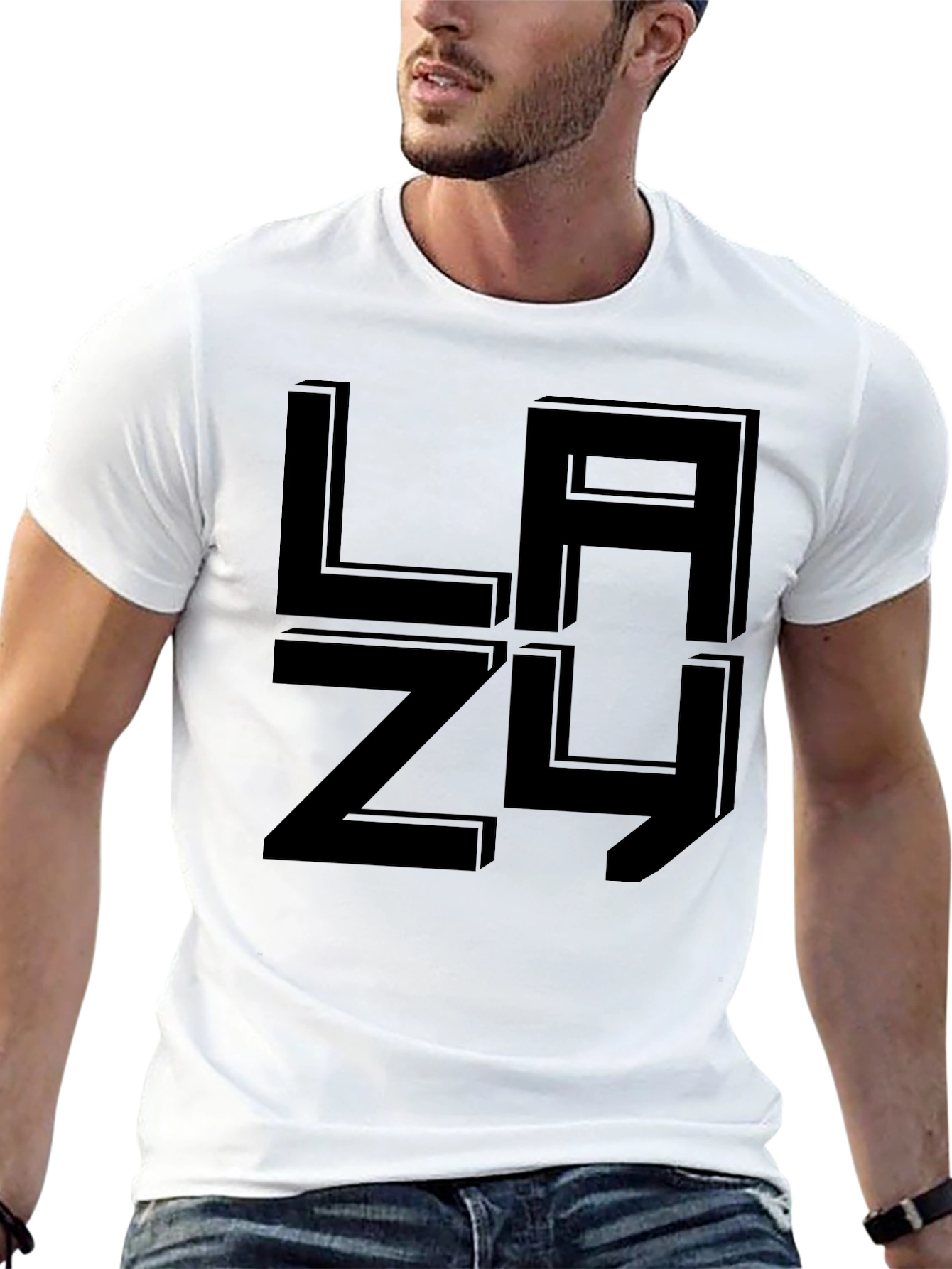 LAZY Graphic Print Black T-Shirt - Casual Comfort