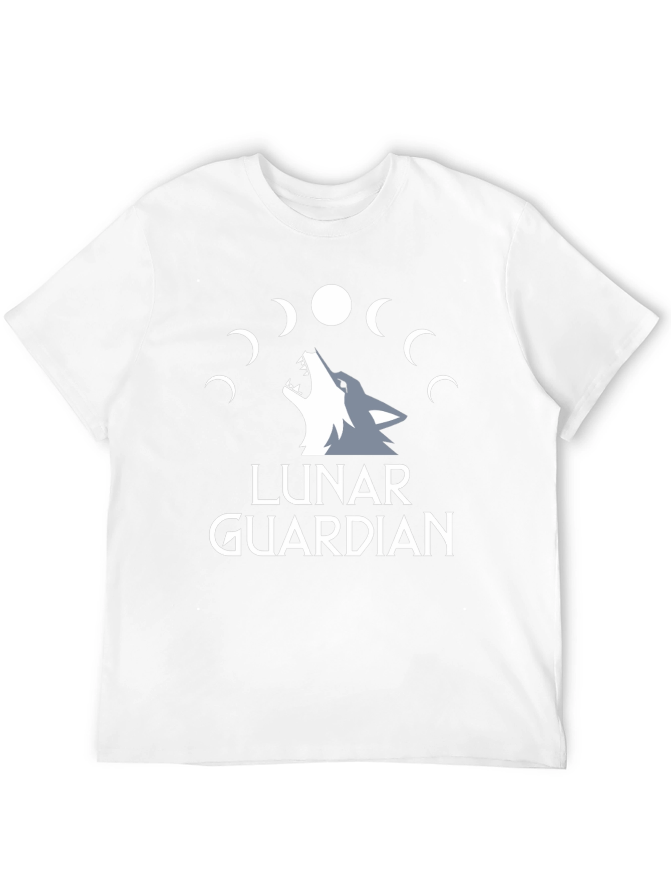 Lunar Guardian Wolf Graphic Tee - Black Cotton T-Shirt