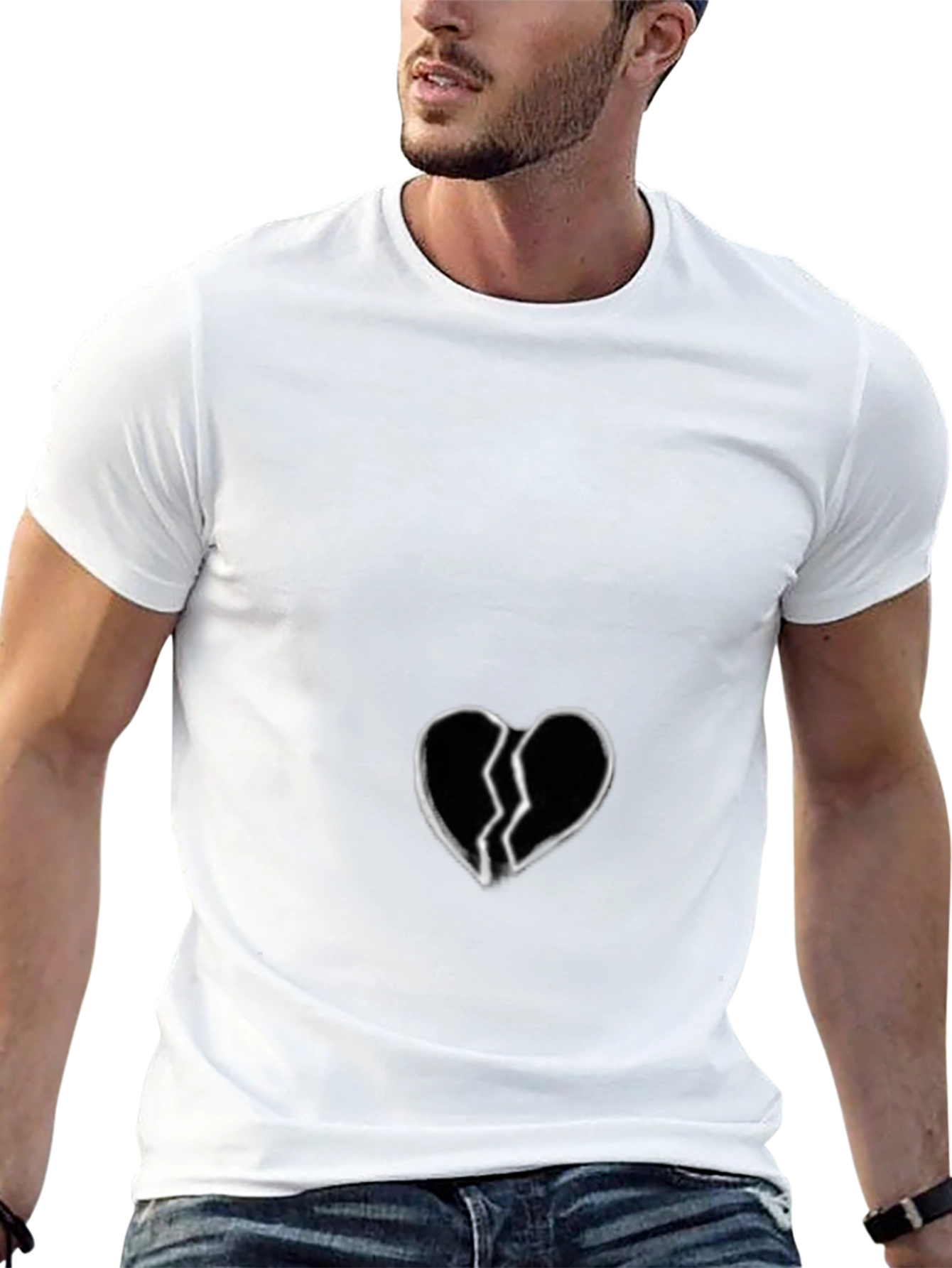 Broken Heart Graphic Black T-Shirt