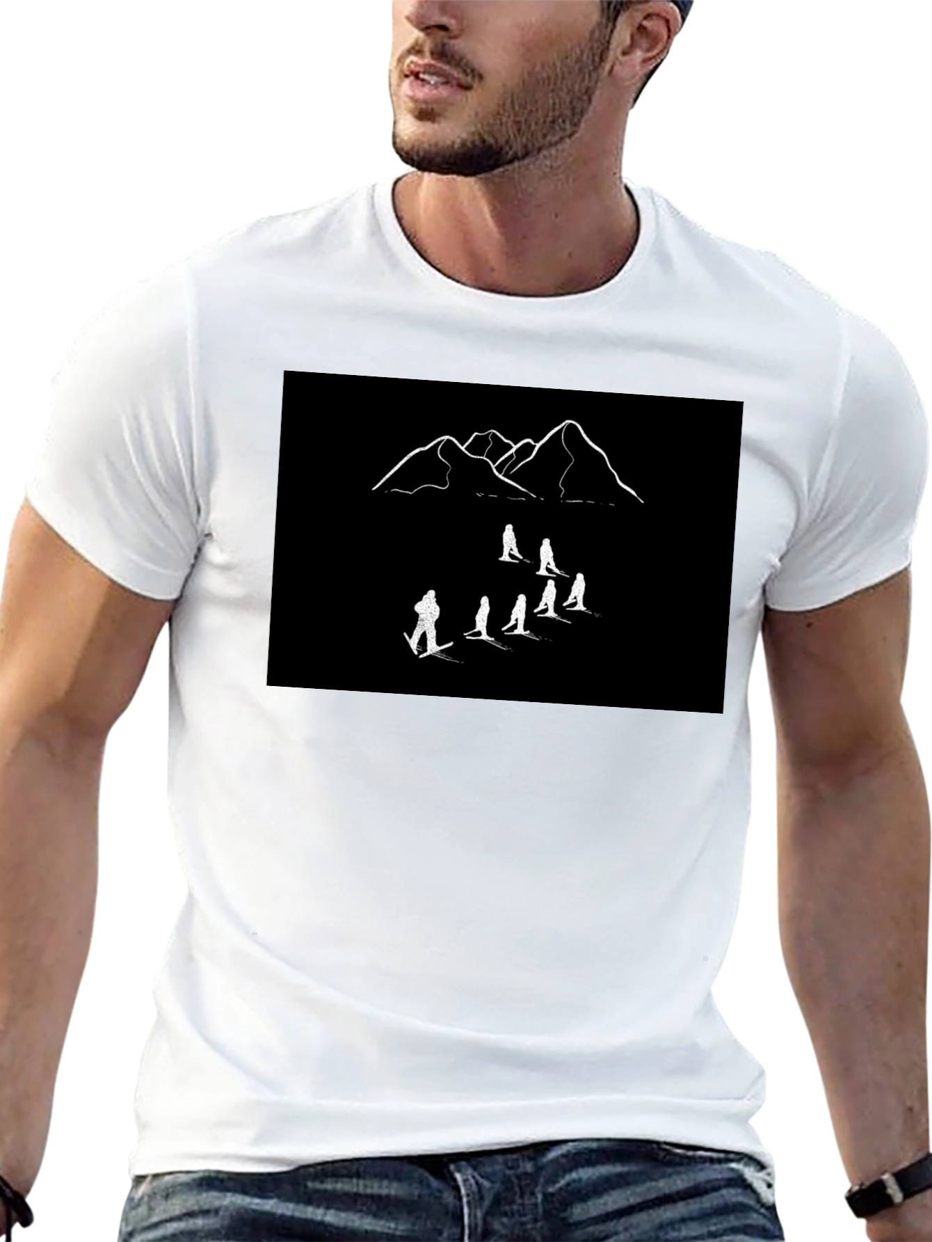 Mountain Ski Crew T-Shirt - Black Cotton Tee