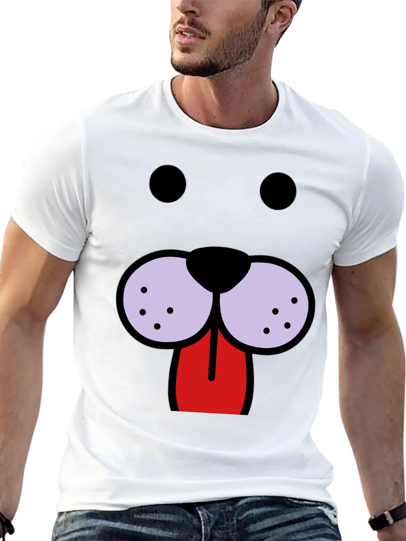 Funny Dog Face Graphic Tee - Black