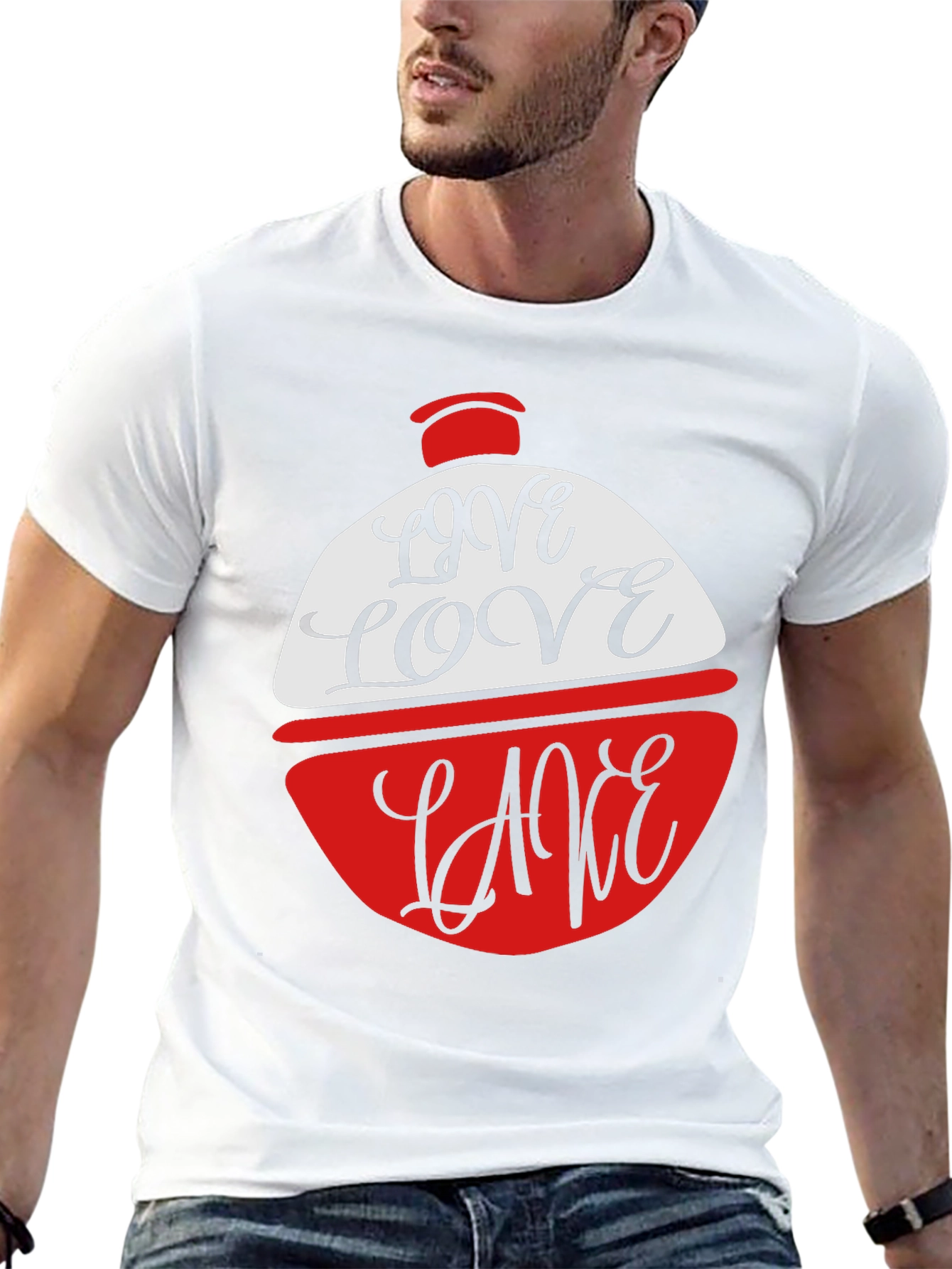 Love Lake Red & White Novelty T-Shirt