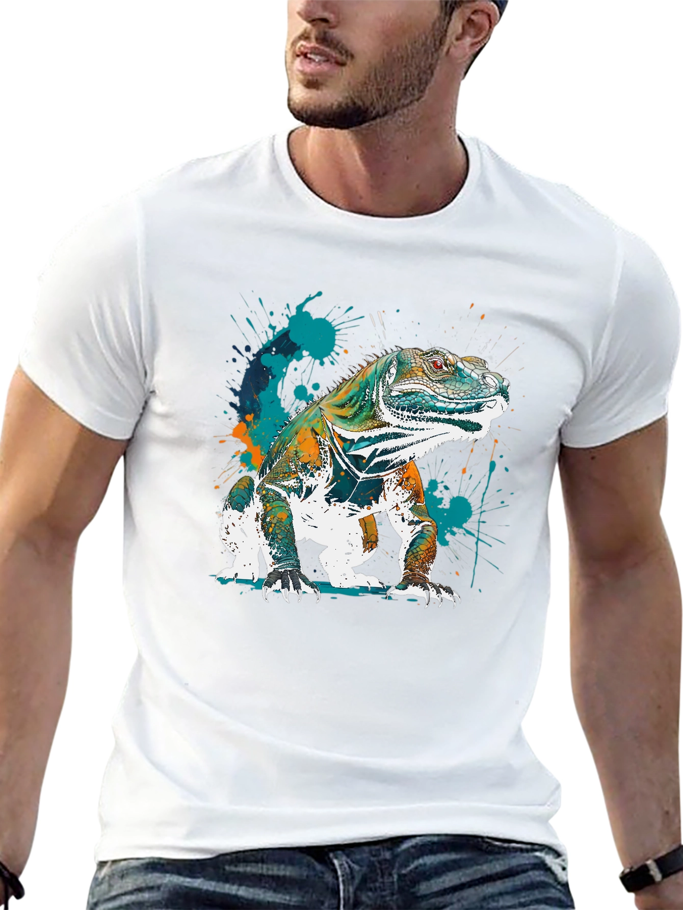 Iguana Graphic Tee - Unique Artistic Lizard Design