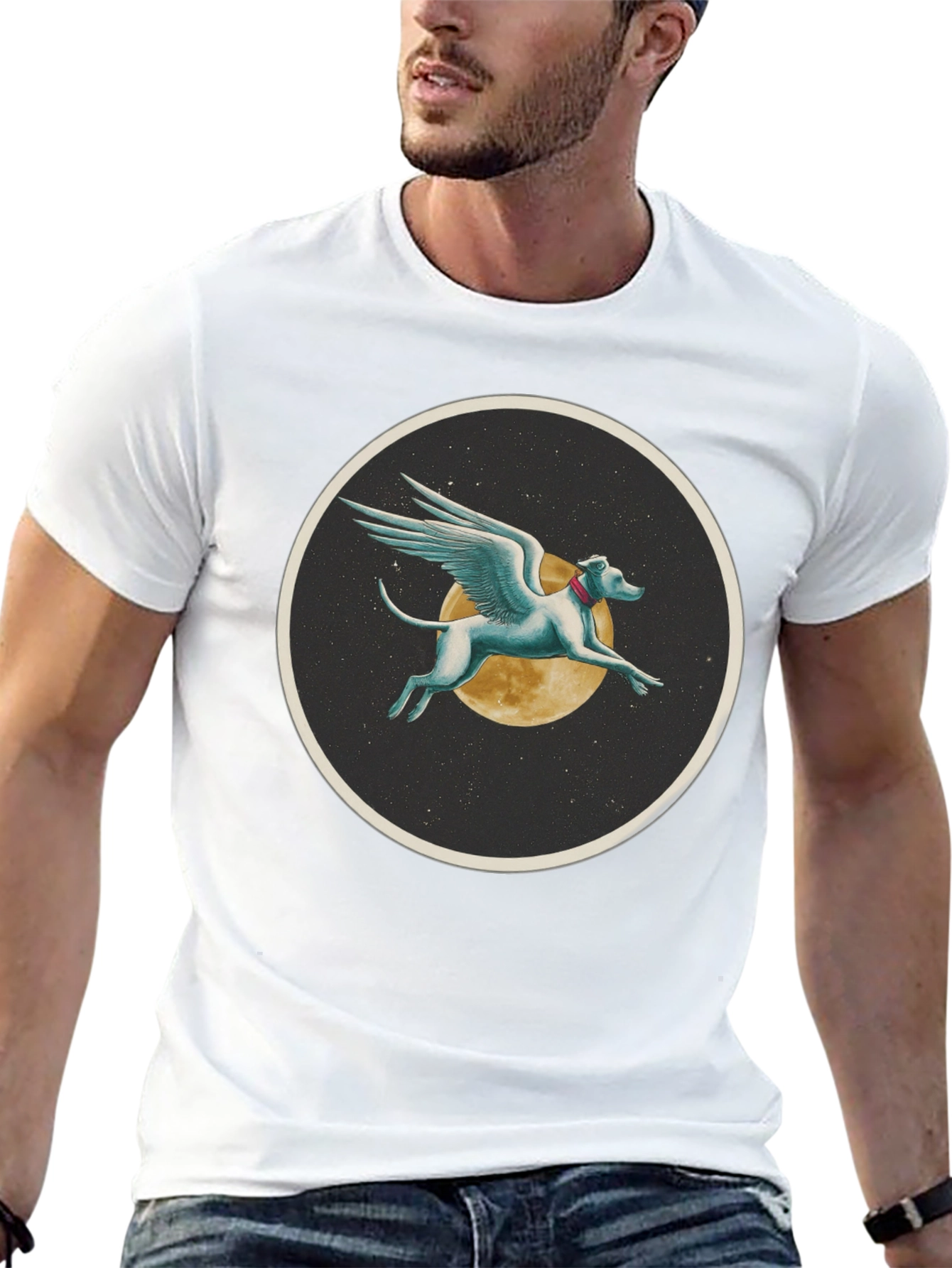 Winged Dog Graphic T-Shirt - Black Cotton Tee