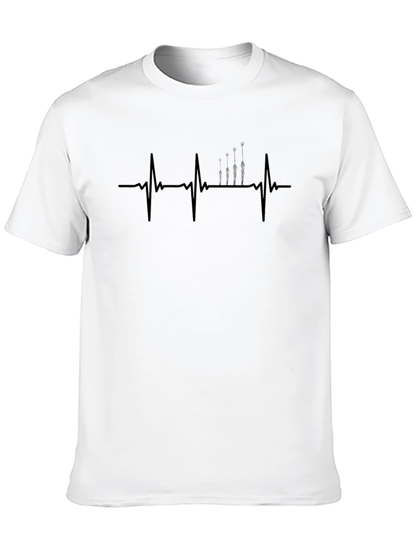 Fishing Heartbeat Graphic Tee - Black