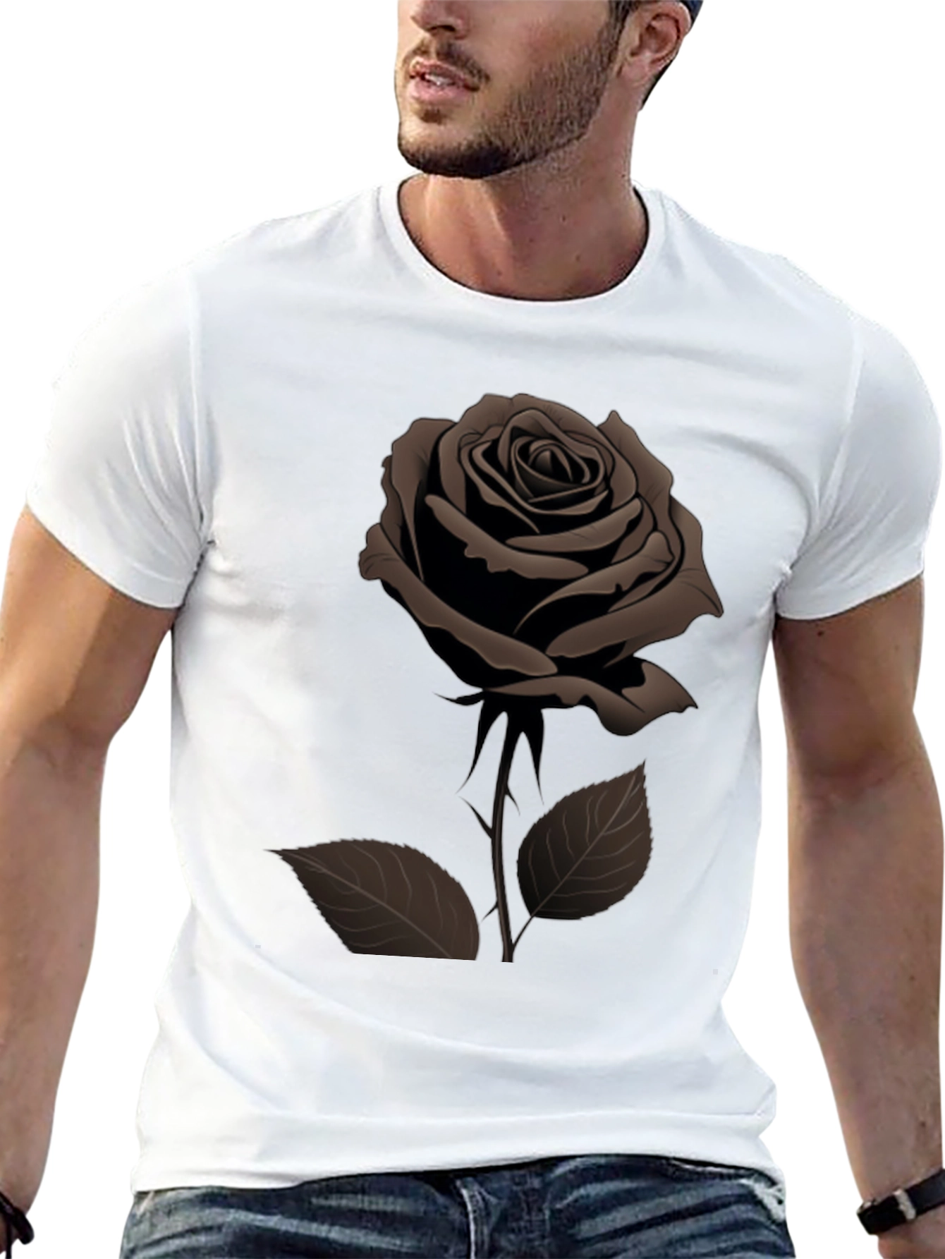 Rose Graphic Mens Black T-Shirt