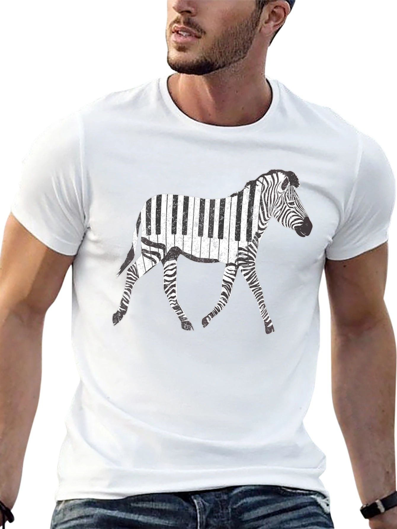 Zebra Piano Keys Graphic T-Shirt