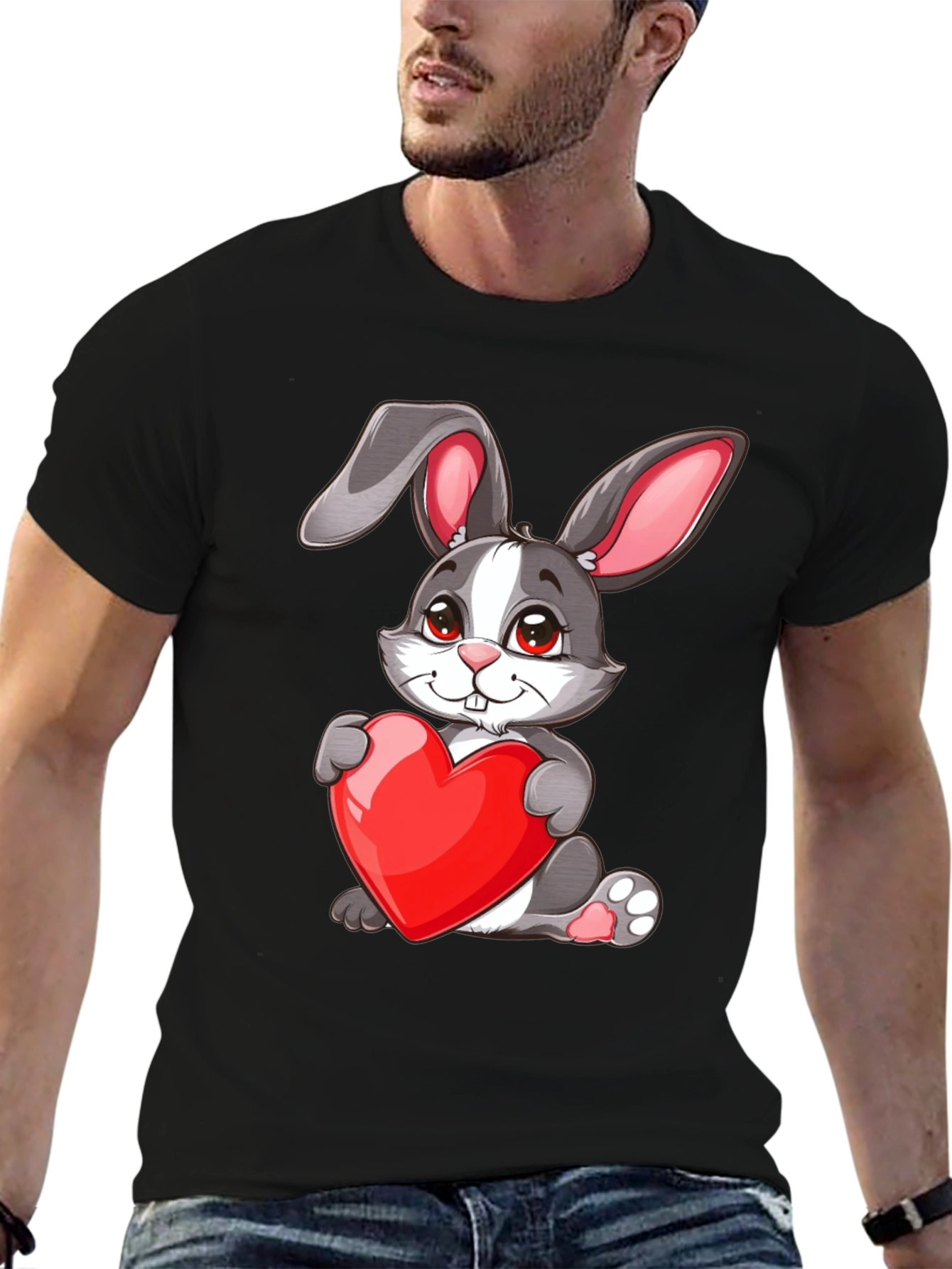 Cute Bunny with Heart T-Shirt - Valentines Day