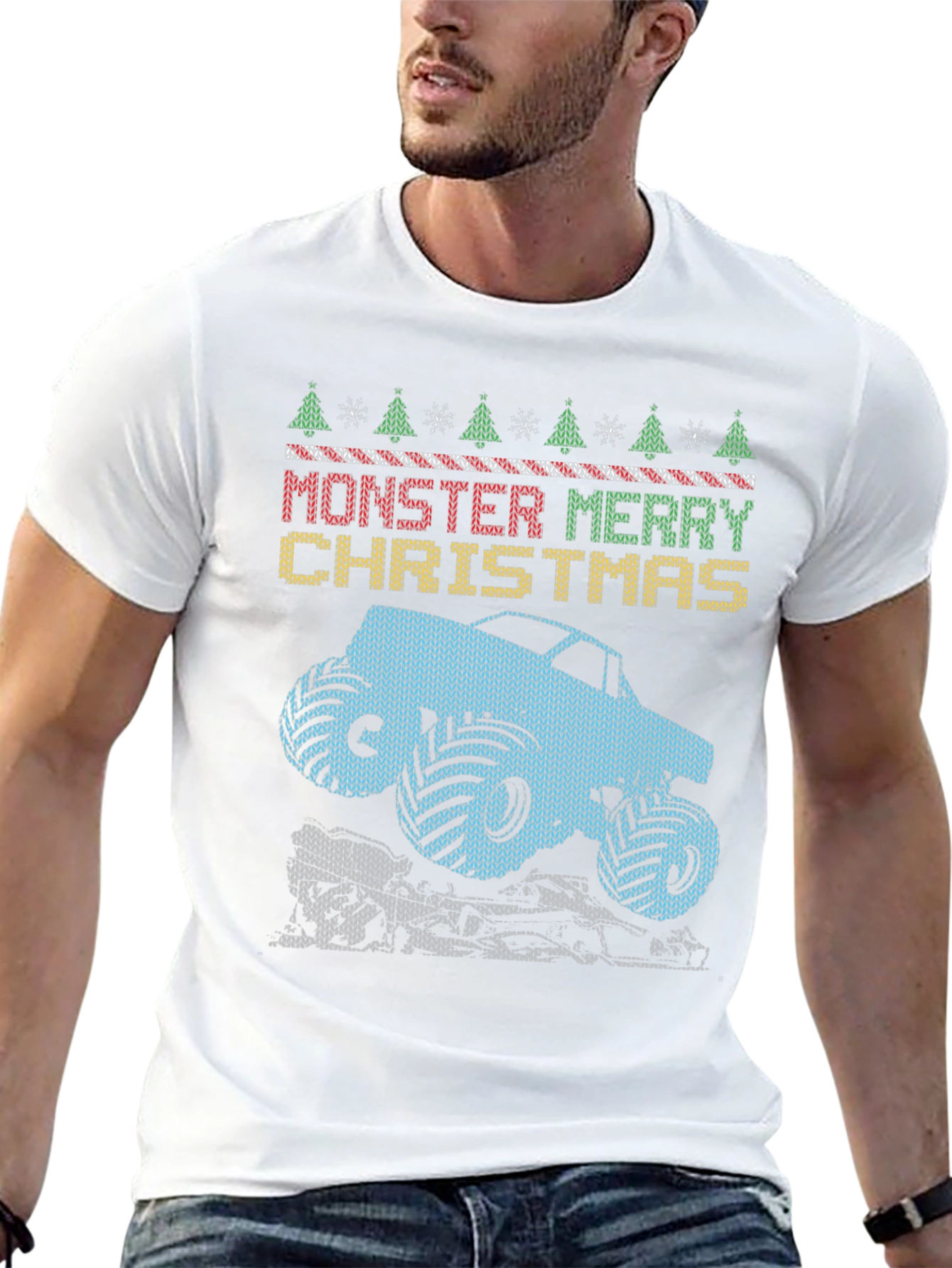 Monster Truck Merry Christmas Graphic Tee