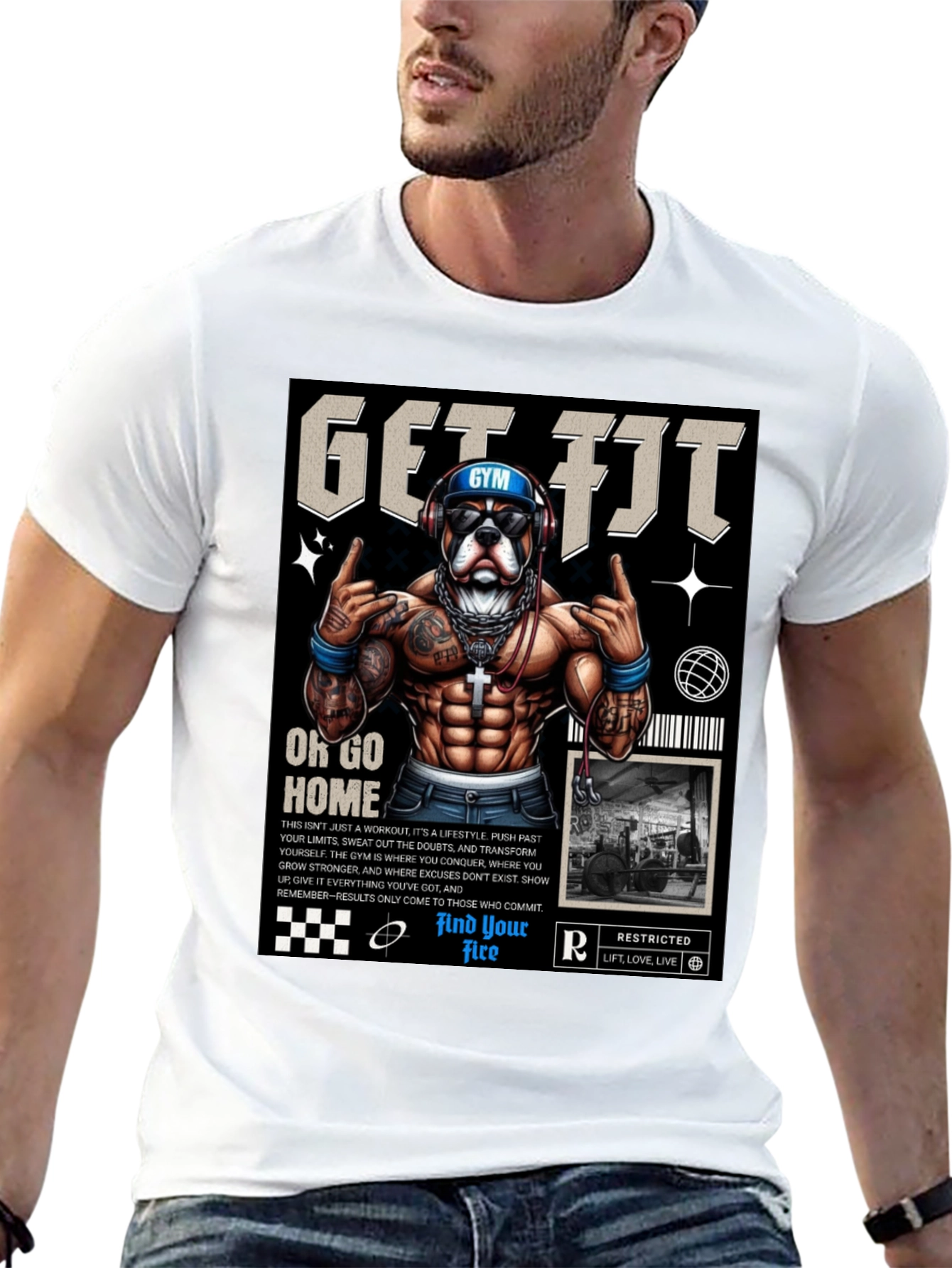 Get Fit Graphic Tee - Dog Gym Motivation