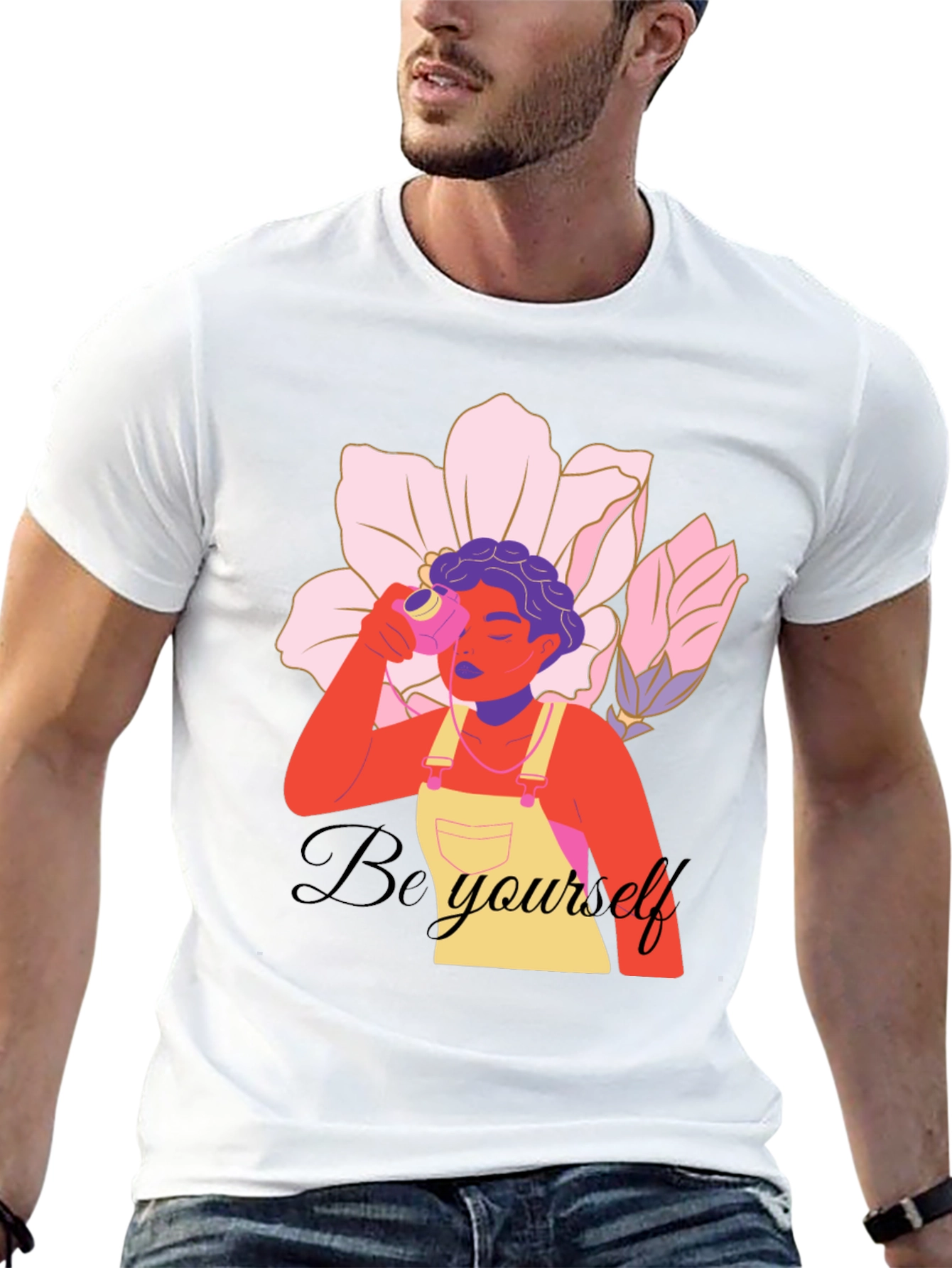 Be Yourself Graphic Print Black T-Shirt