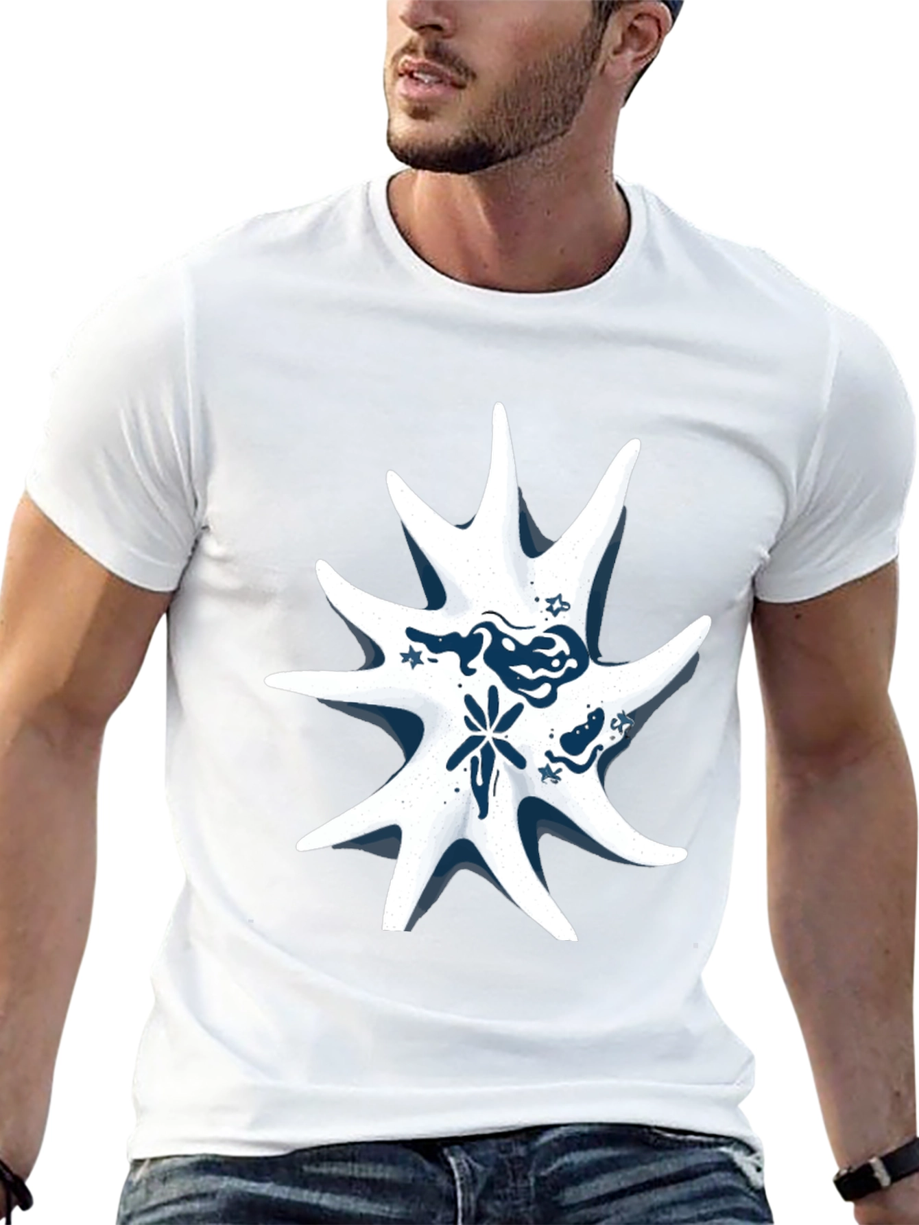 Abstract Star Graphic Tee - Stylish Black T-Shirt