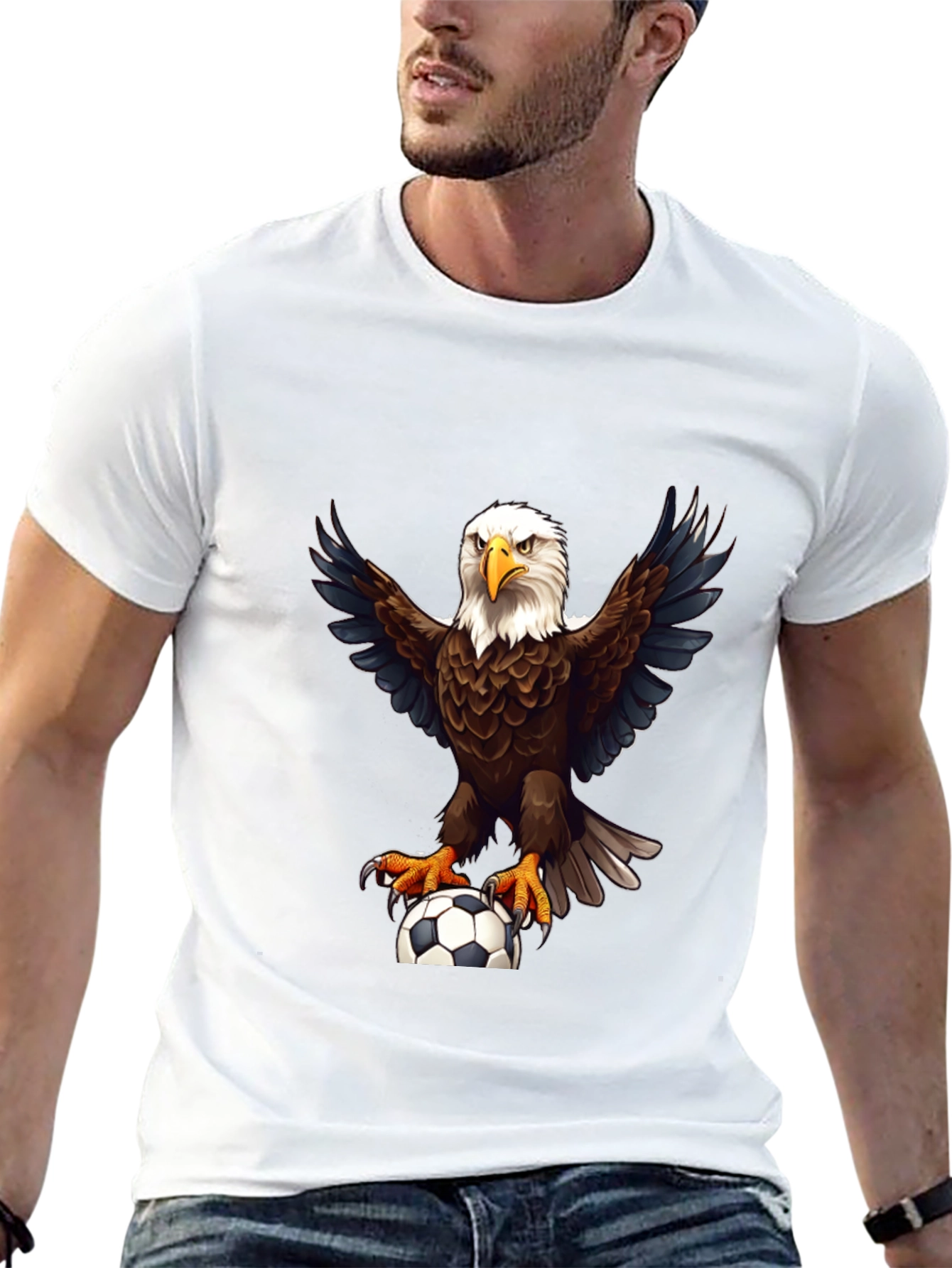Eagle Soccer Graphic Tee - Black Cotton Shirt