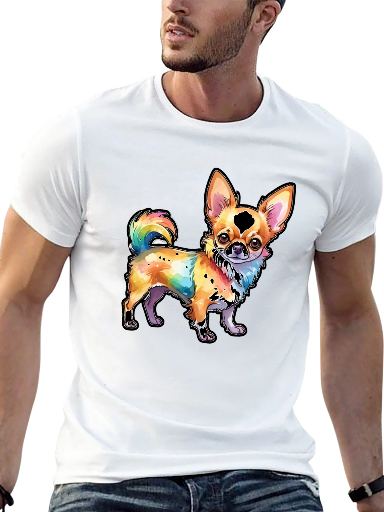 Rainbow Chihuahua Graphic Tee - Stylish Dog Lover Shirt