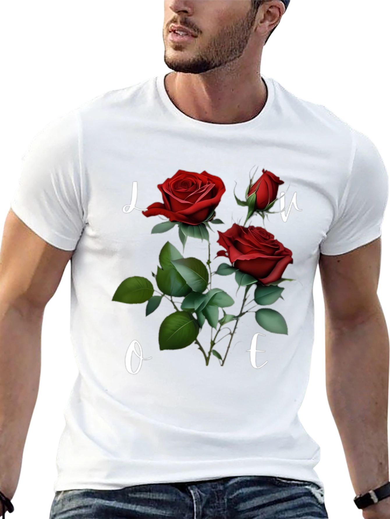 Floral Love T-Shirt - Romantic Red Roses