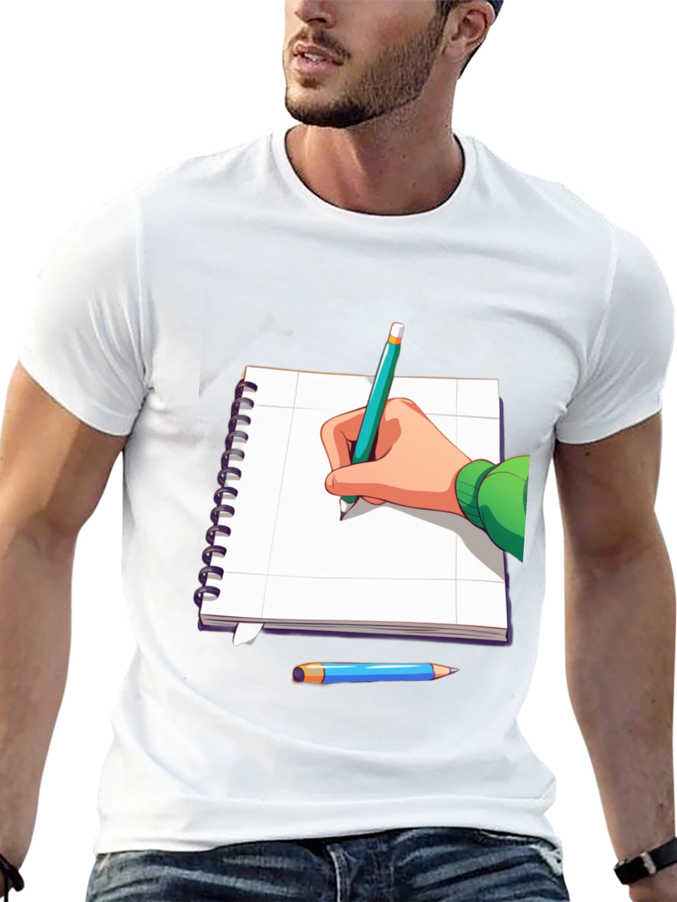 Sketching Artist Tee - Notebook & Pencil Graphic T-Shirt