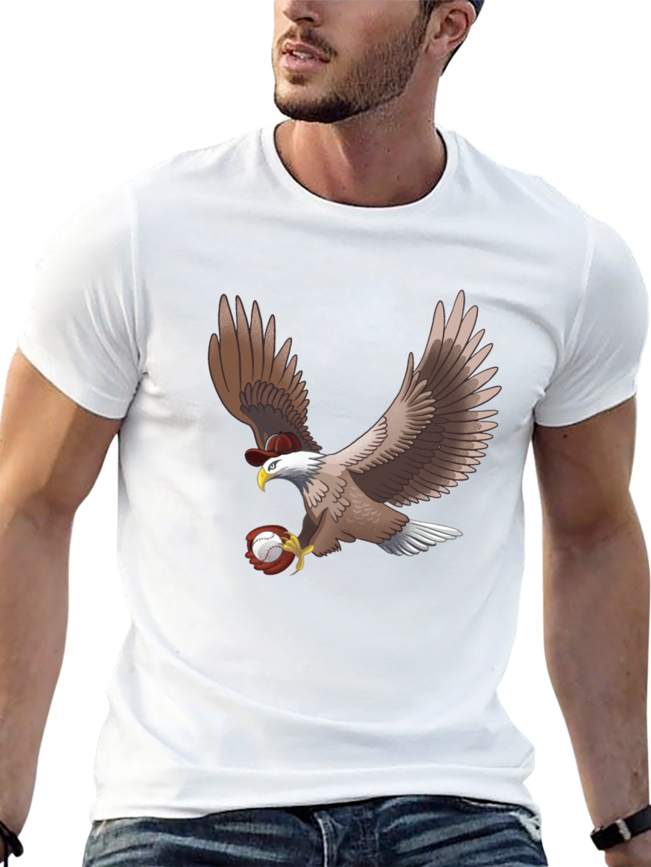 Eagle Baseball T-Shirt - Bird with Ball Graphic Tee
