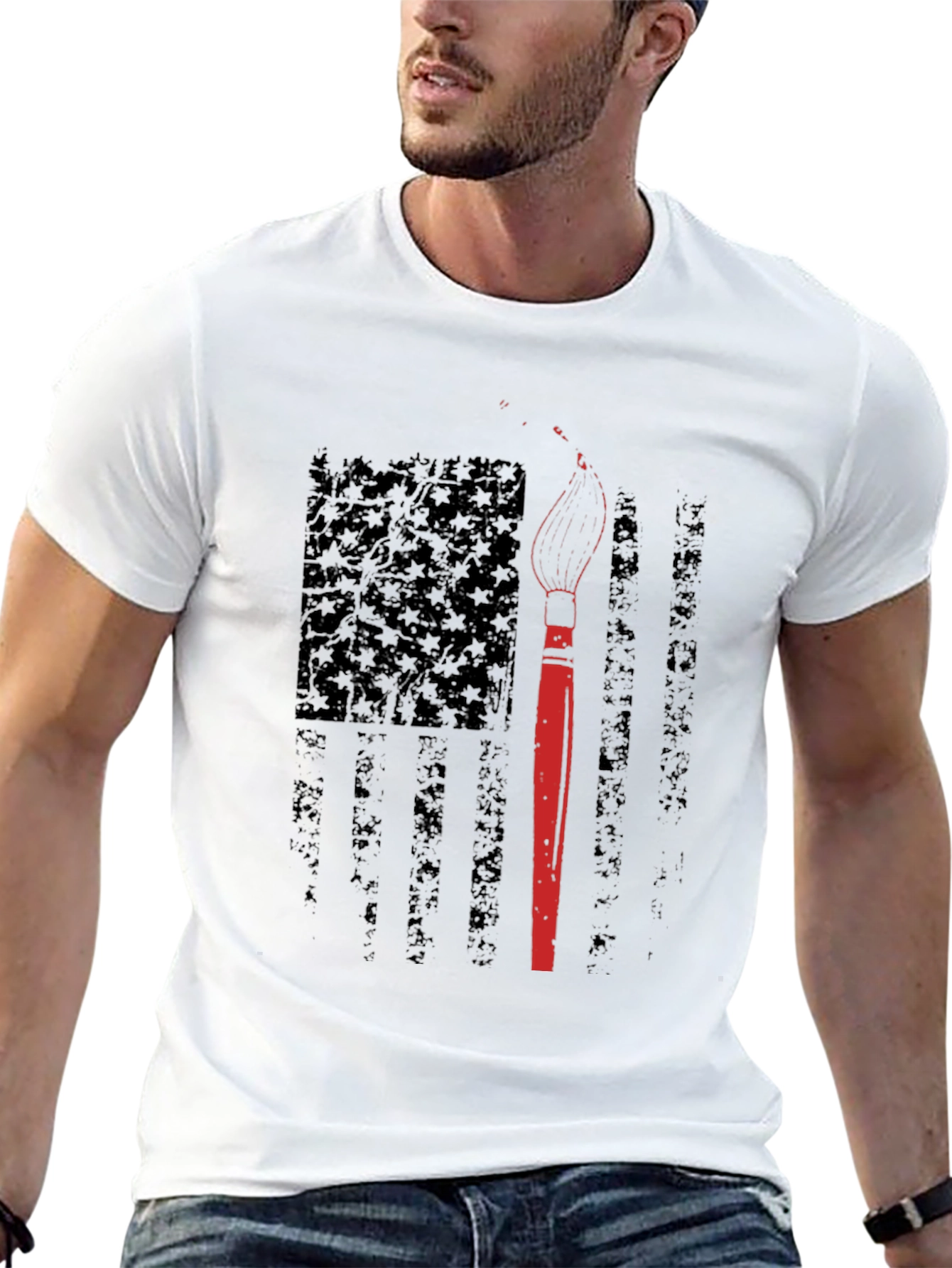 American Flag Artist T-Shirt - Patriotic Painter Tee