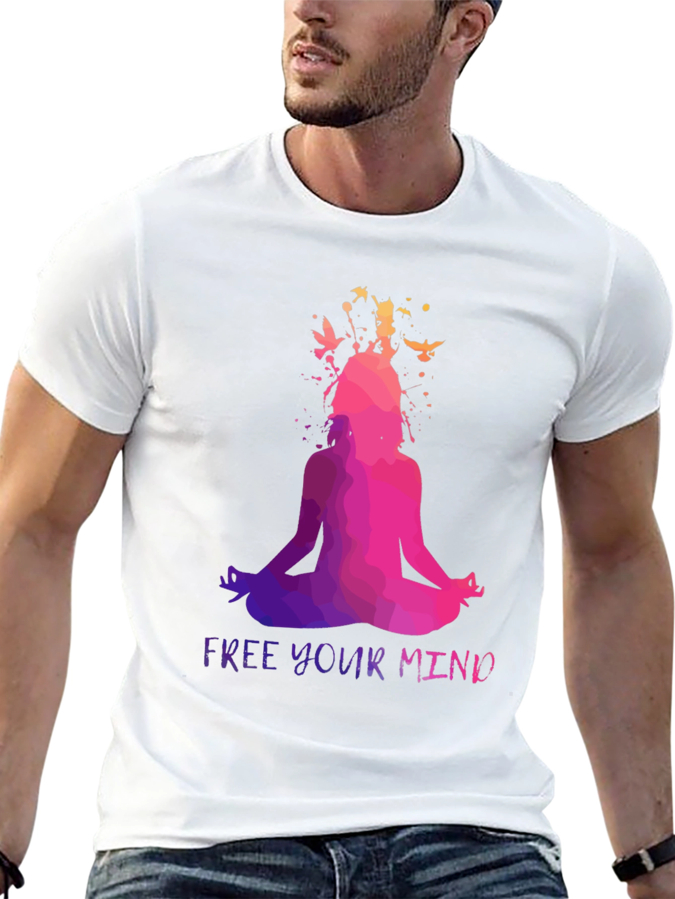 Free Your Mind Yoga T-Shirt - Meditating Silhouette