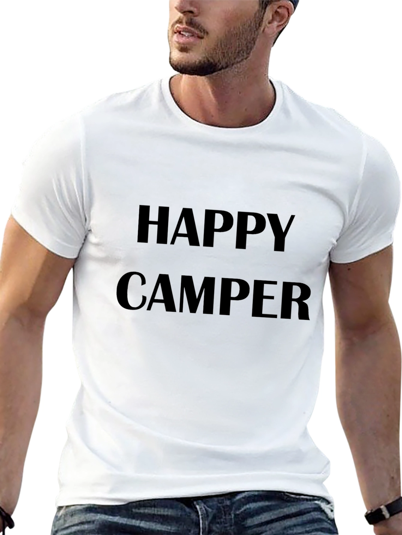 Happy Camper Graphic T-Shirt - Solid Black