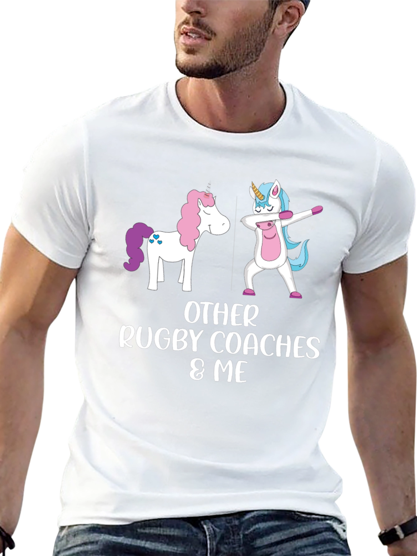 Funny Rugby Coach Unicorn Graphic Tee