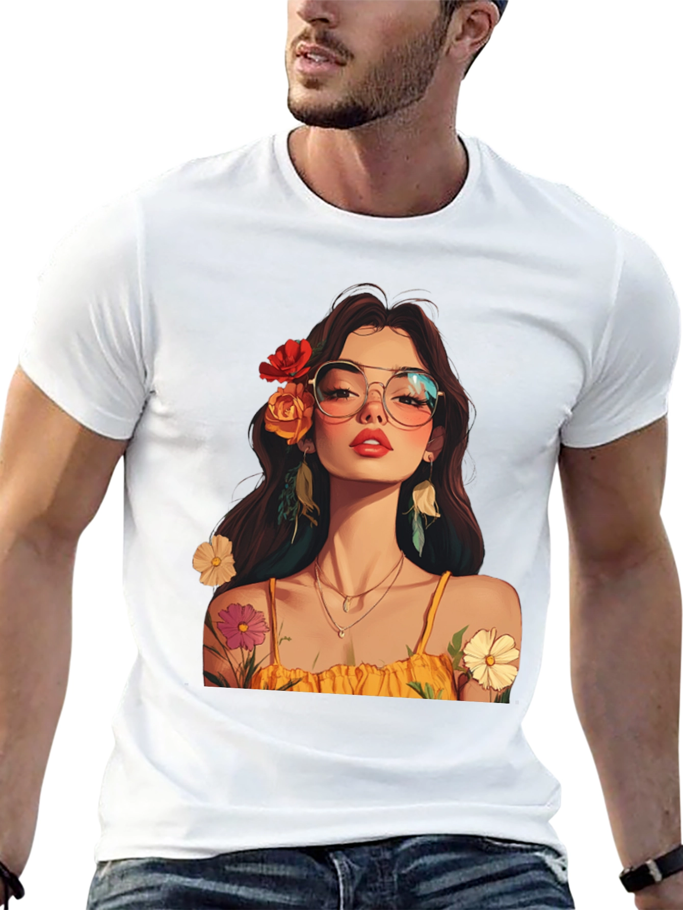 Floral Woman Graphic Tee - Stylish & Unique