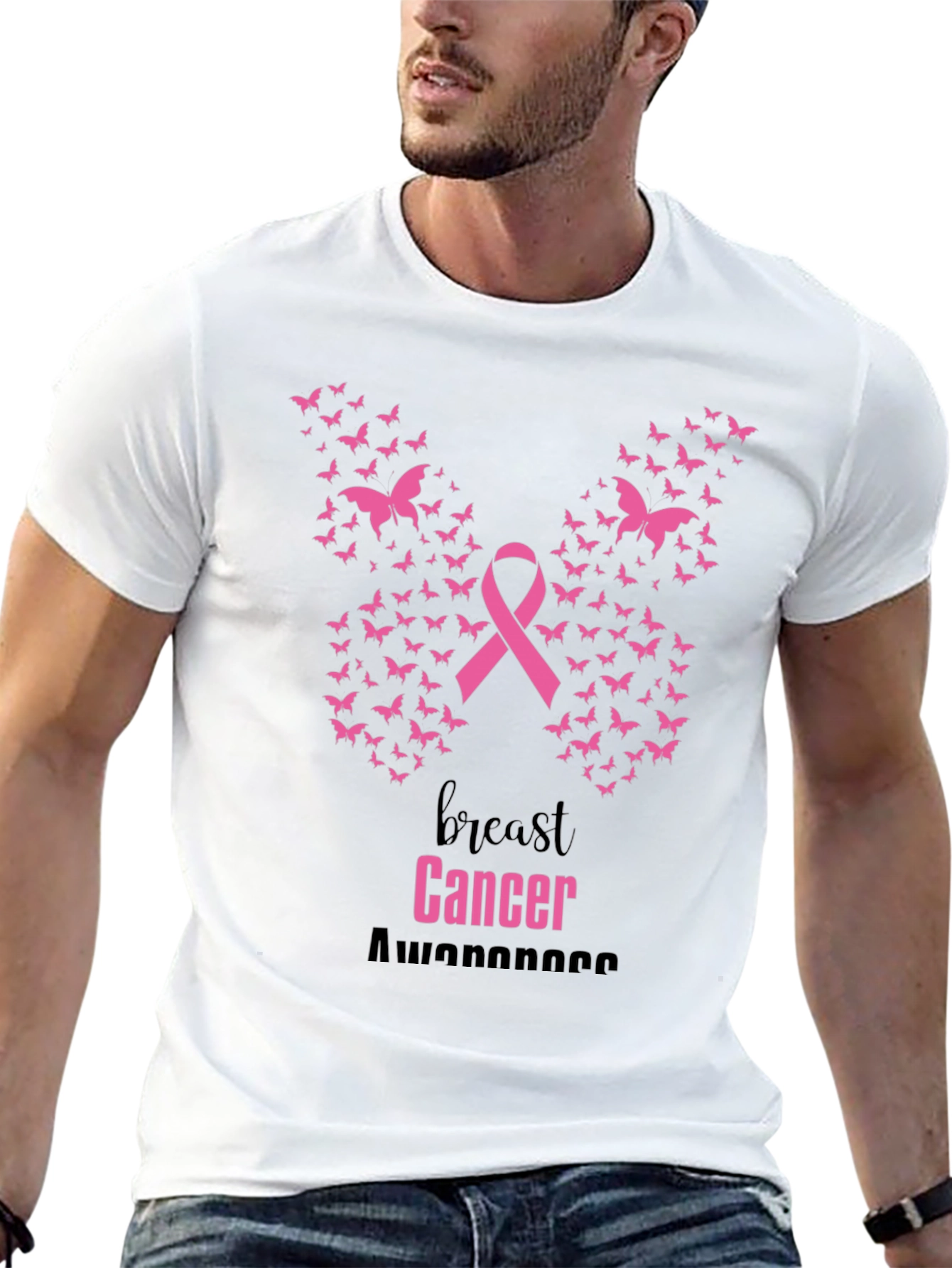 Breast Cancer Awareness Butterfly Ribbon T-Shirt