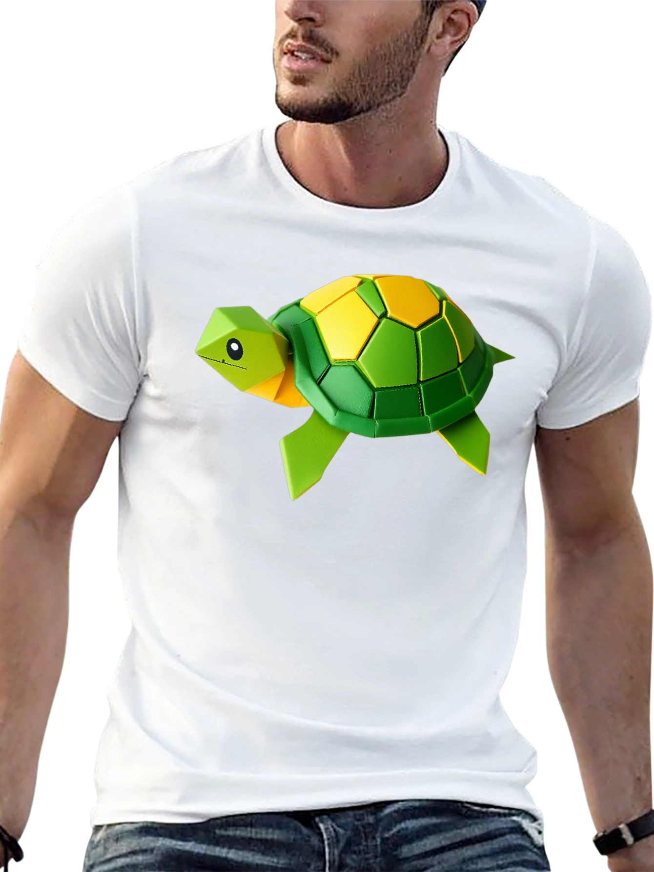 Geometric Turtle Graphic Tee - Stylish Black T-Shirt