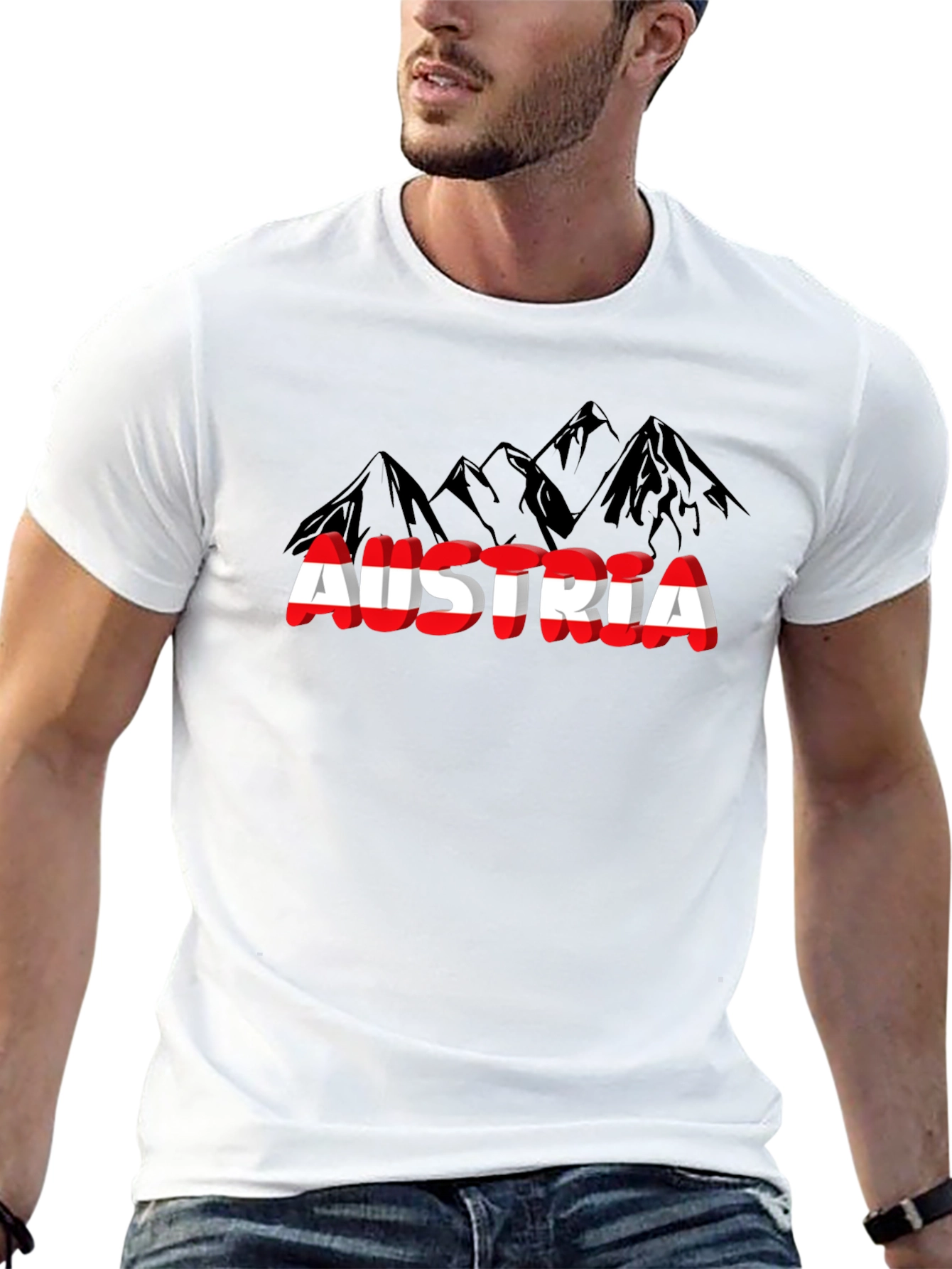 Austria Flag Mountain T-Shirt Black
