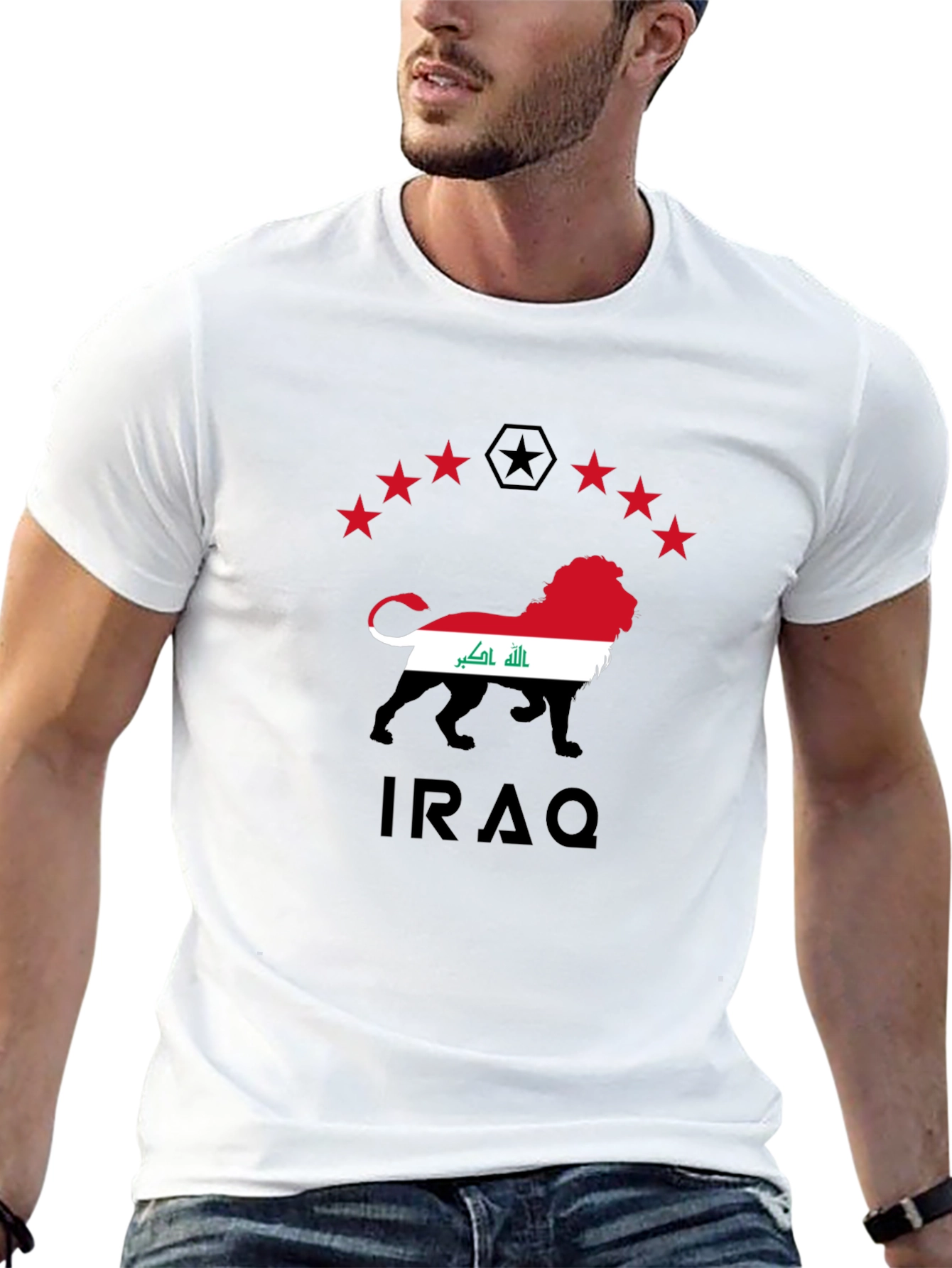 Iraq Lion Flag Graphic Black T-Shirt