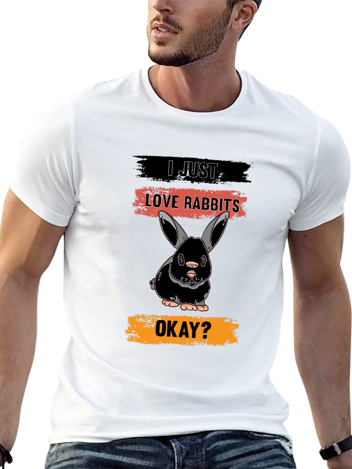 I Just Love Rabbits T-Shirt - Black