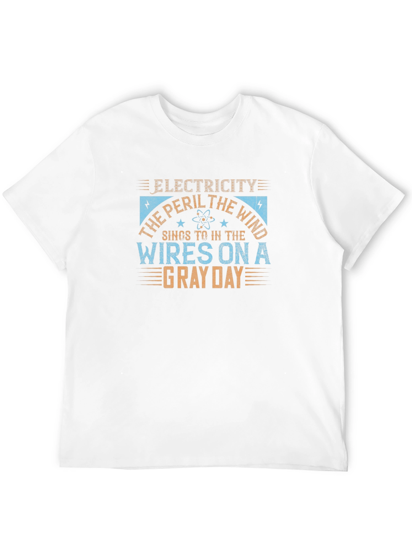 Electricity Peril Wind Wires Gray Day T-Shirt