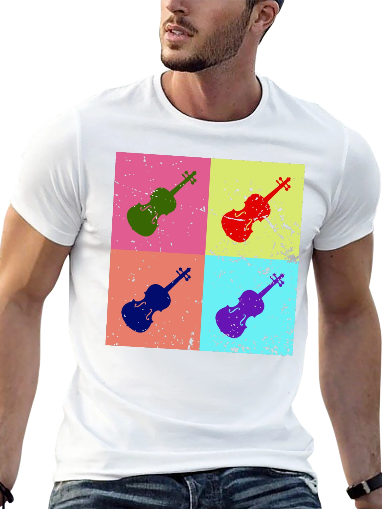 Retro Violin Pop Art T-Shirt - Musician Tee
