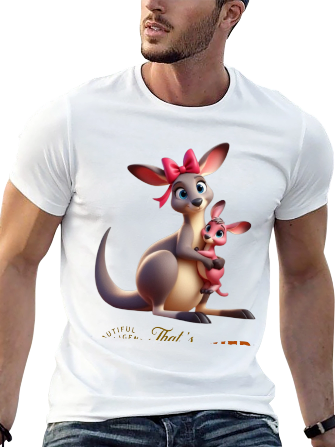 Cartoon Kangaroo Graphic T-Shirt