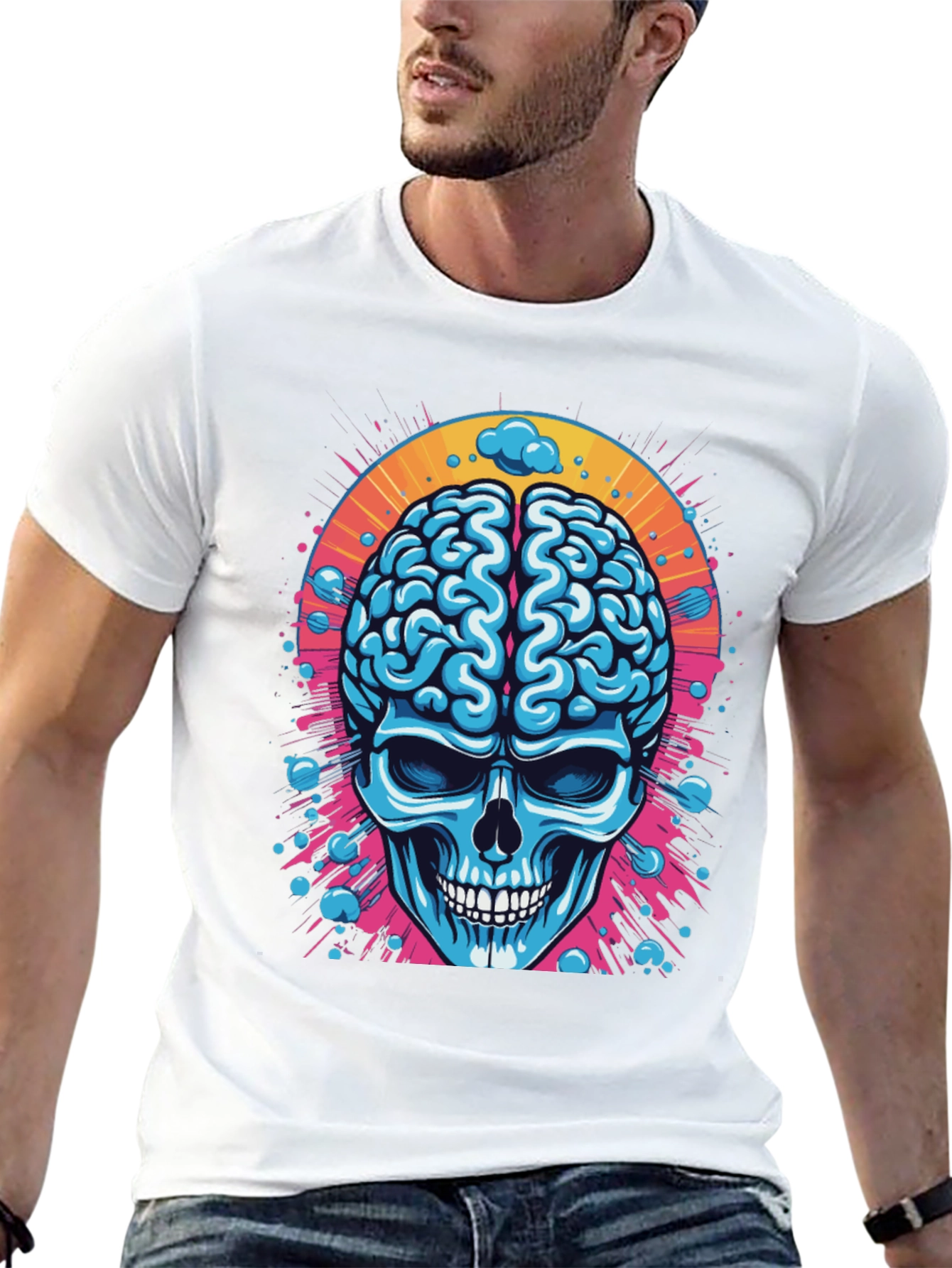 Brain Skull Graphic T-Shirt - Unique Design