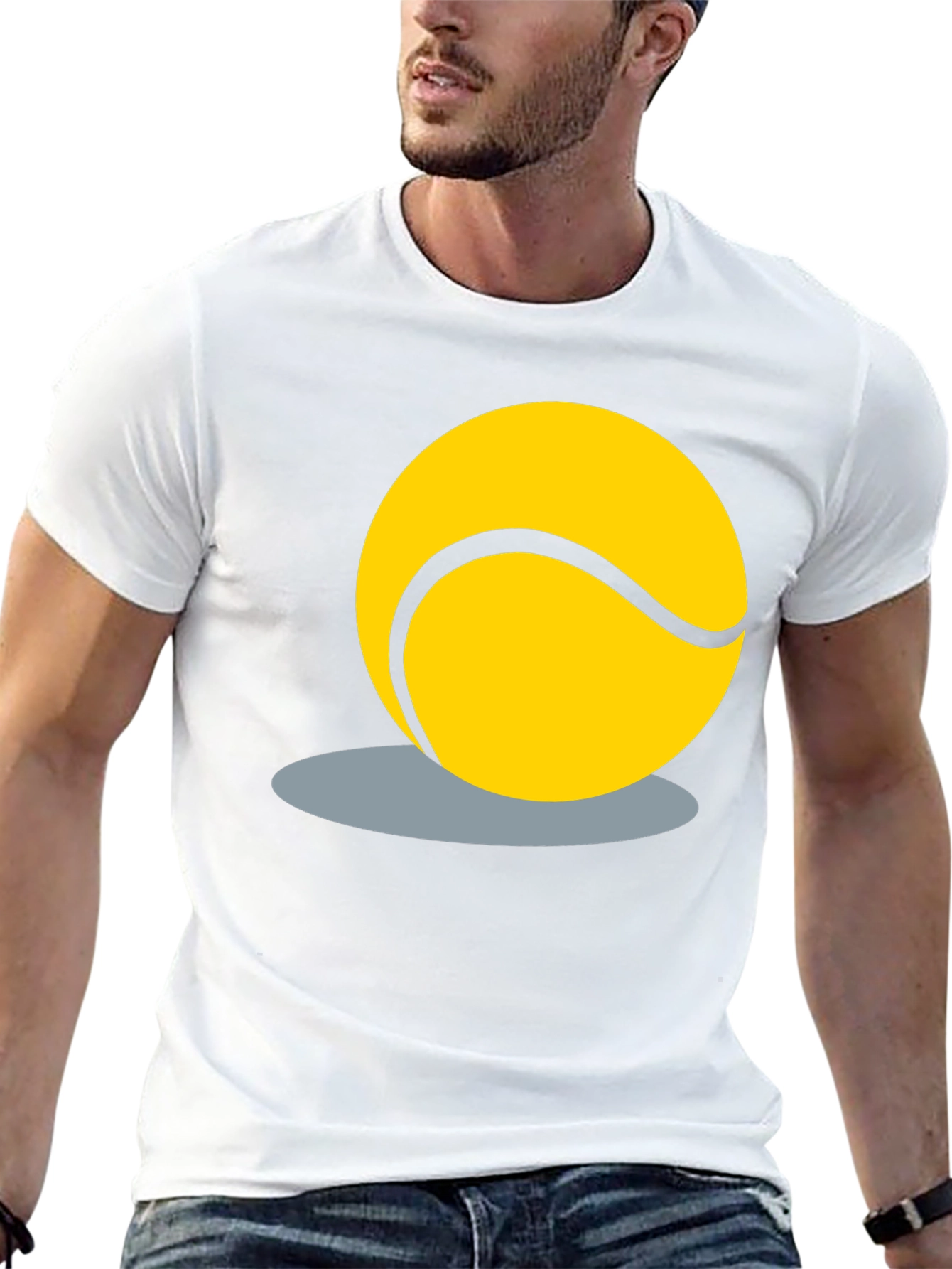 Tennis Ball Graphic Tee - Black Cotton T-Shirt
