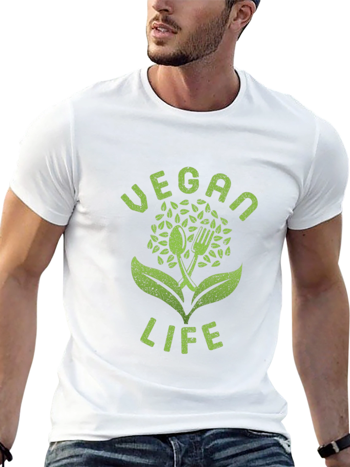 Vegan Life Graphic Tee - Black Cotton T-Shirt