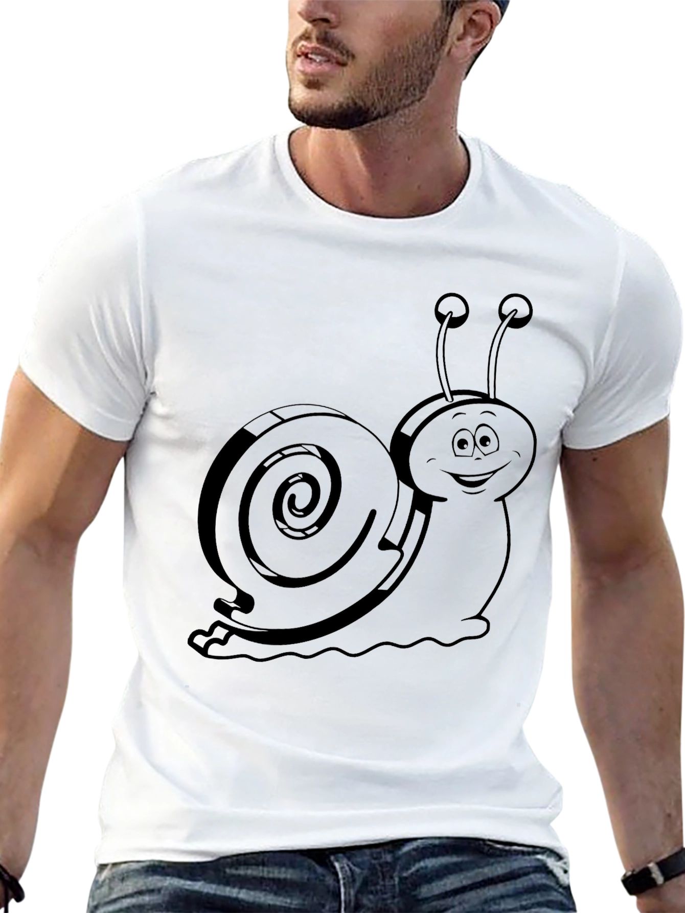 Snail Graphic Tee - Mens Black Cotton T-Shirt