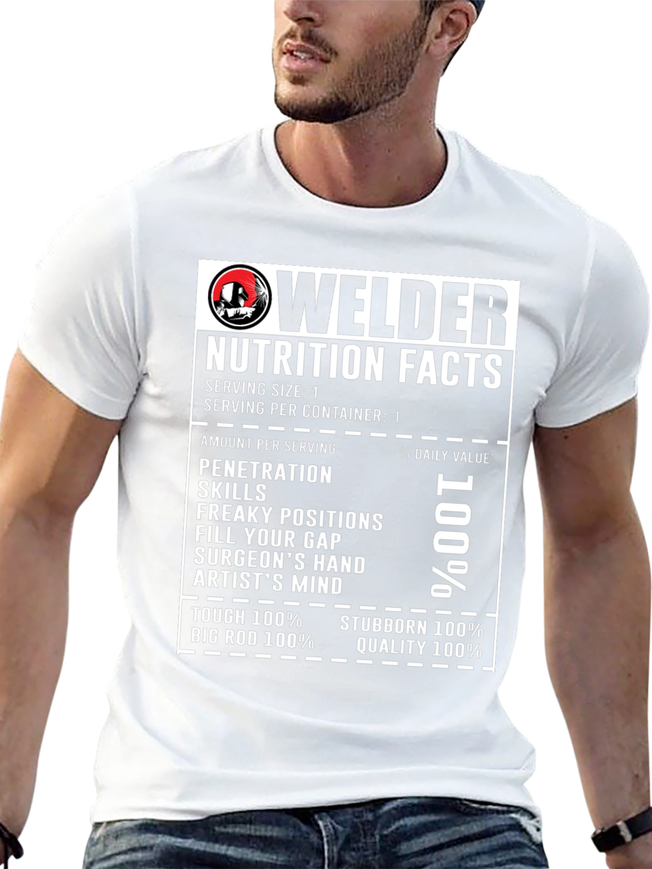 Welder Nutrition Facts Graphic T-Shirt