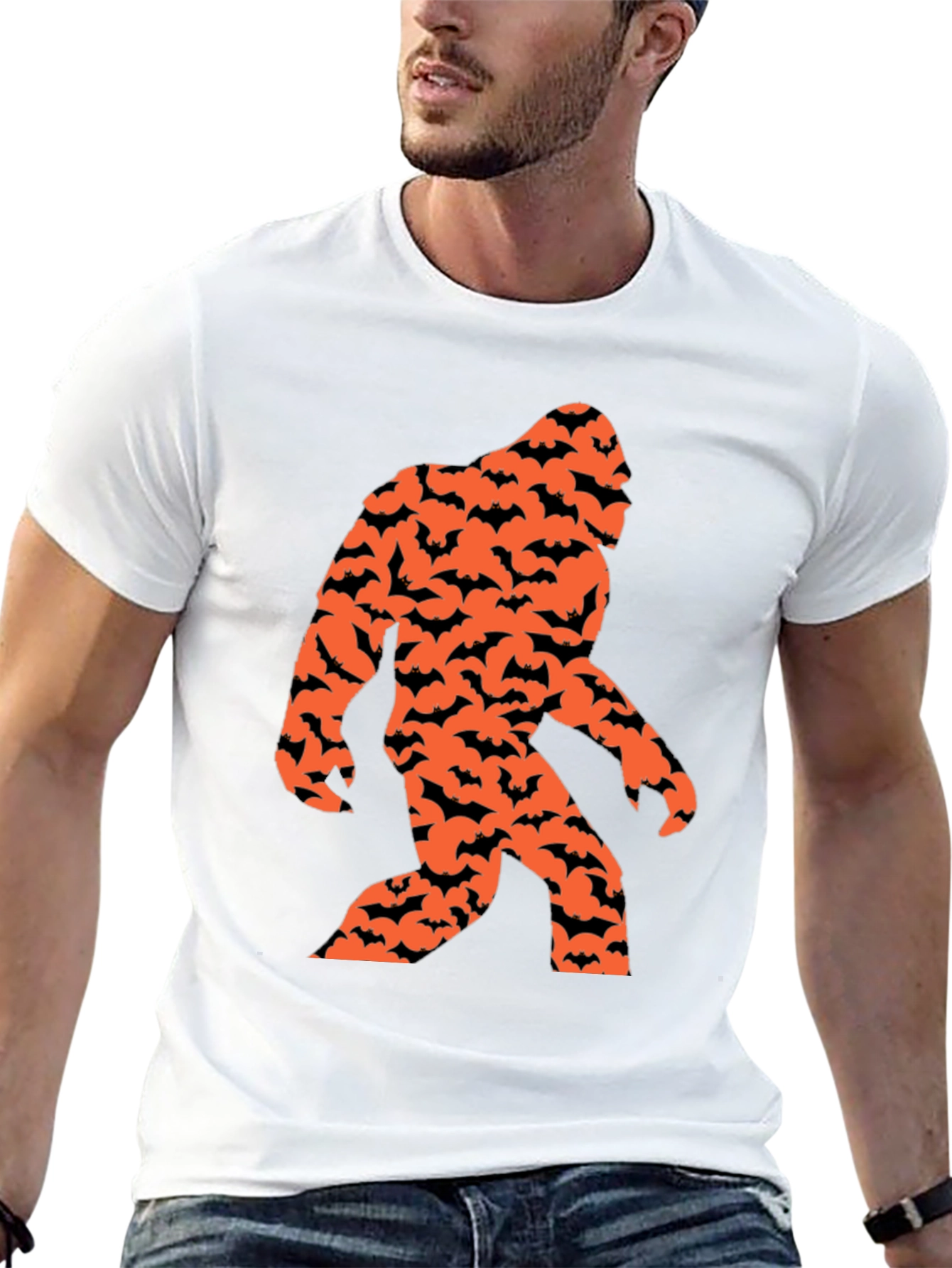 Bigfoot Bat Halloween Graphic T-Shirt