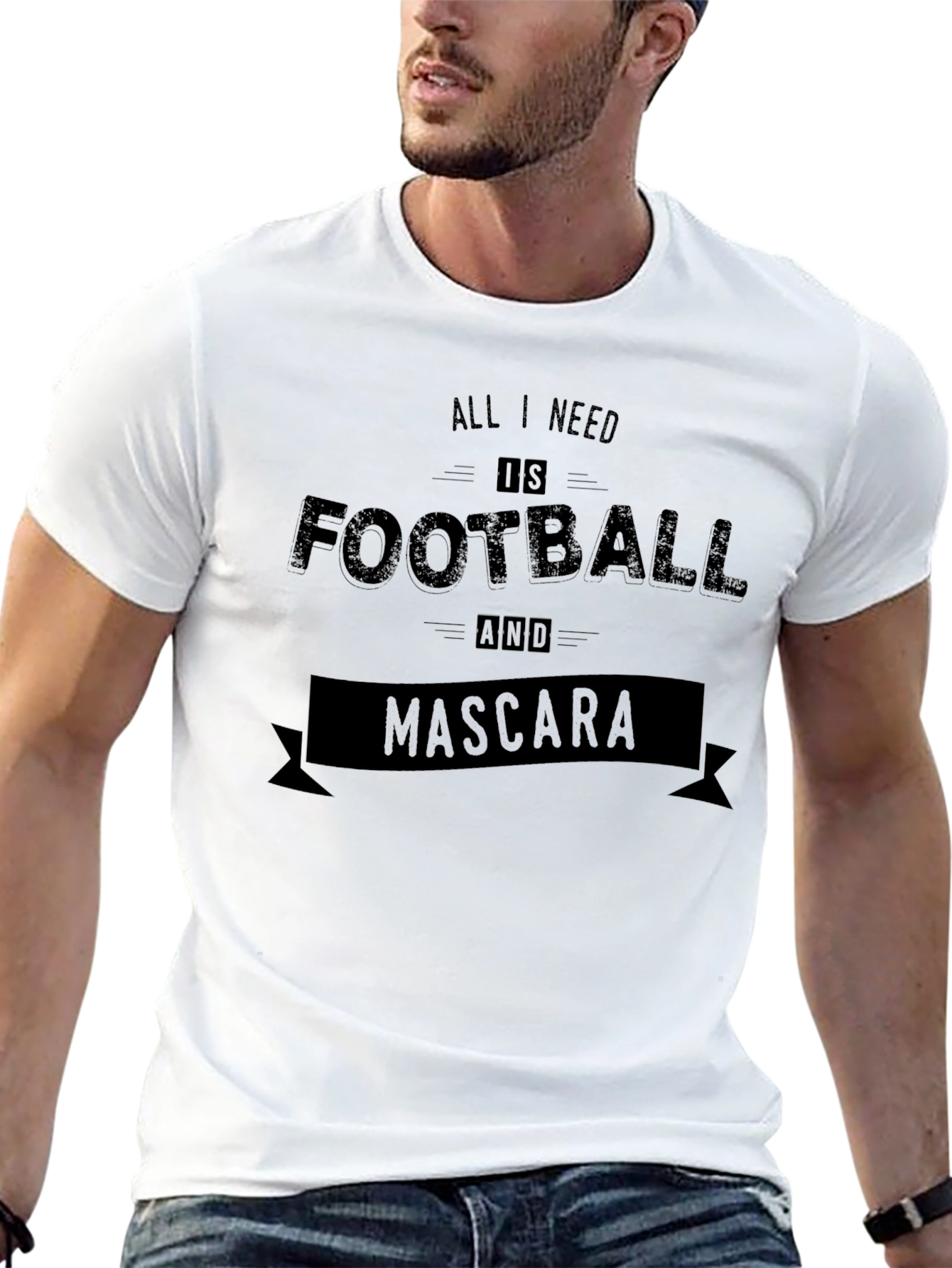 Football and Mascara Graphic Tee - Black