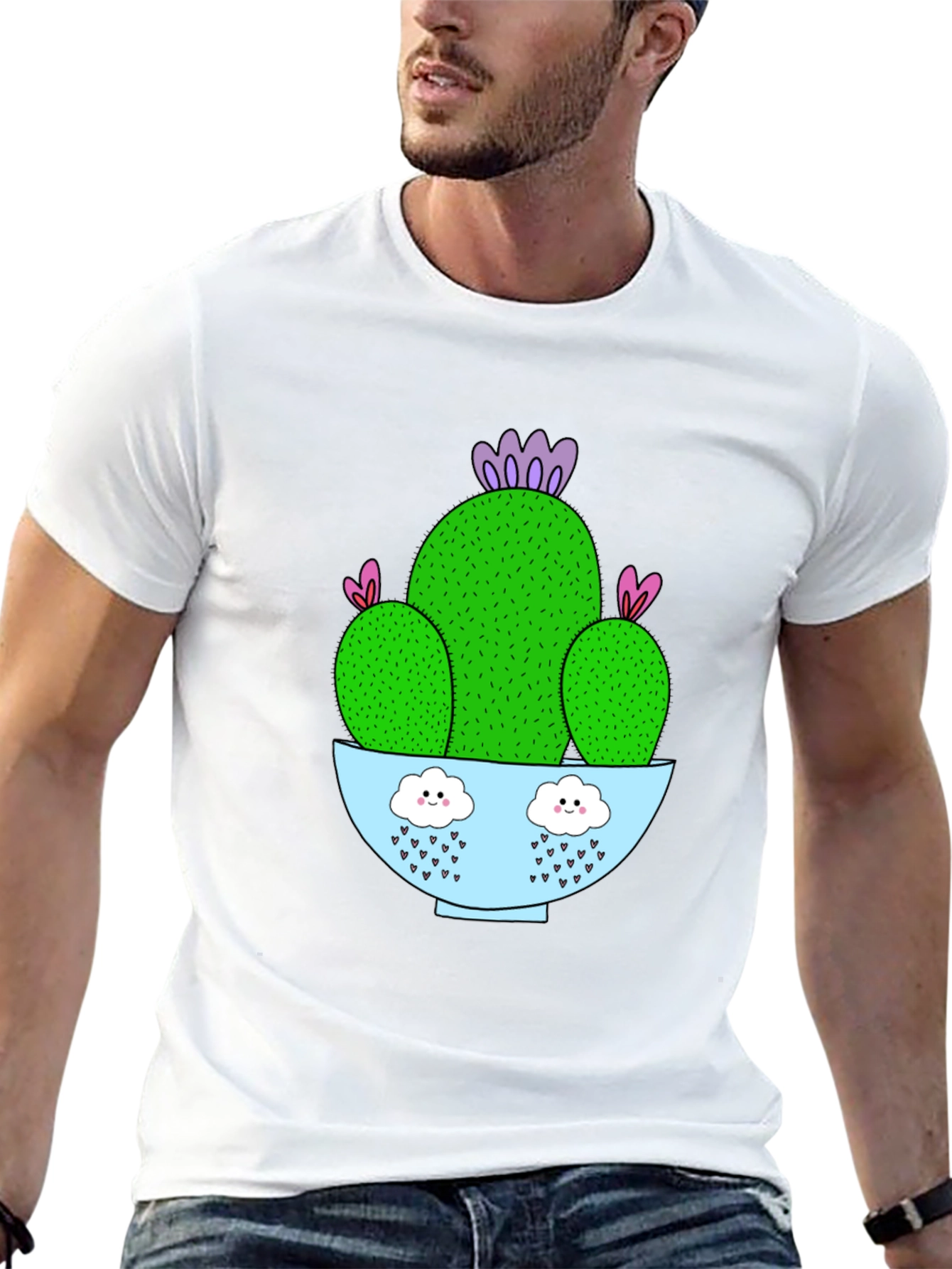 Cactus Graphic Tee - Black Cotton T-Shirt