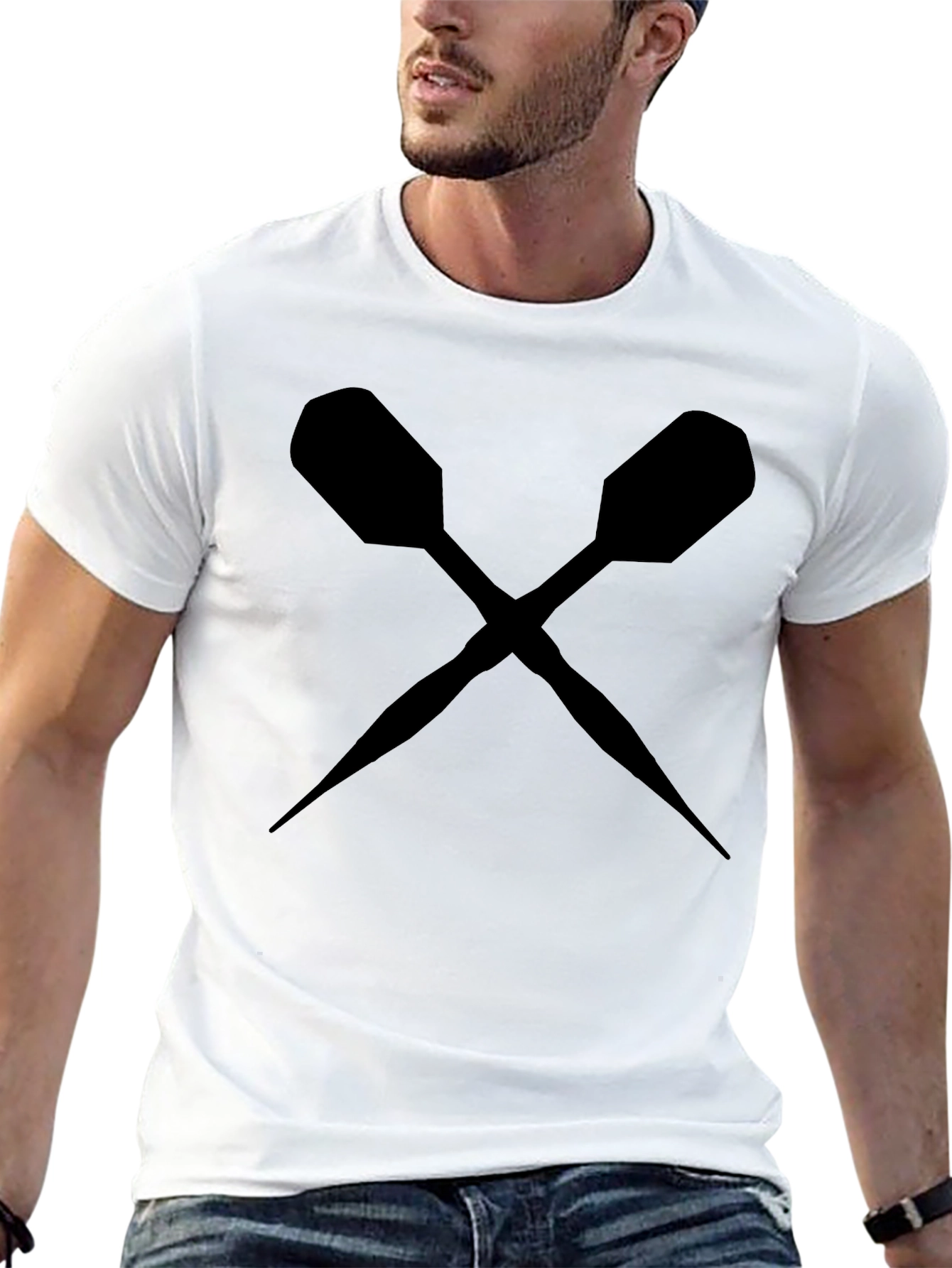 Crossed Darts Graphic Tee - Stylish Black T-Shirt