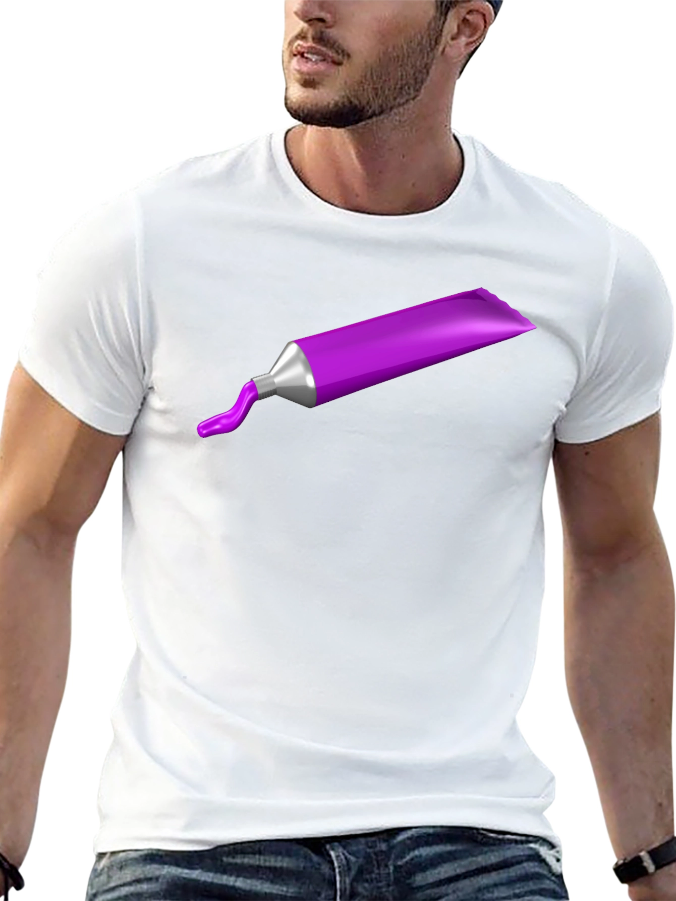 Purple Paint Tube Graphic Tee - Artistic Casual Wear