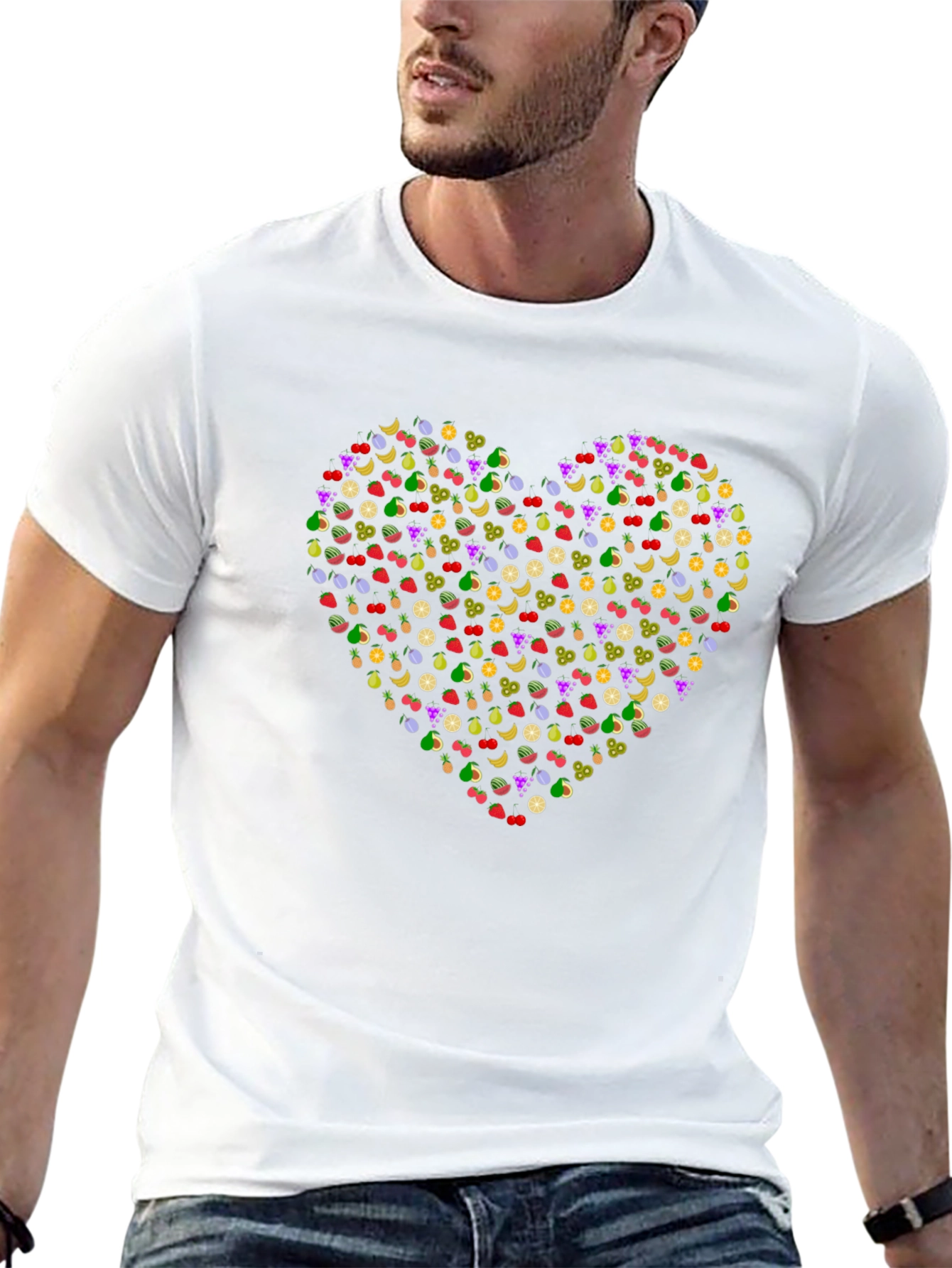 Fruit Heart Graphic Tee - Black Unisex T-Shirt