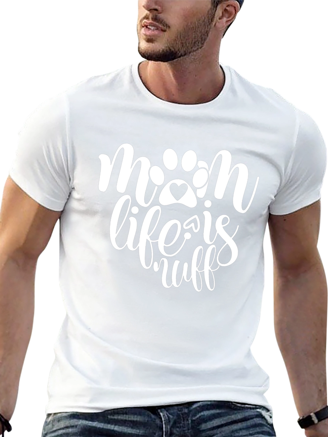 Paw Print Mom Life is Ruff Black T-Shirt