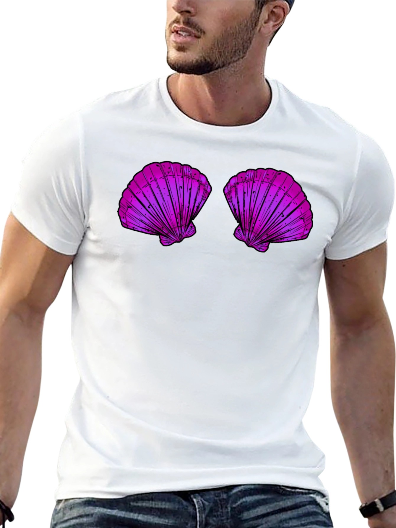 Mermaid Shell Top Graphic Tee - Fun Casual T-Shirt