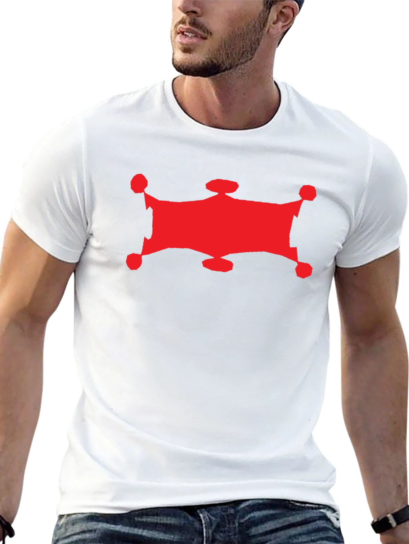 Red Graphic Print Black Crew Neck T-Shirt